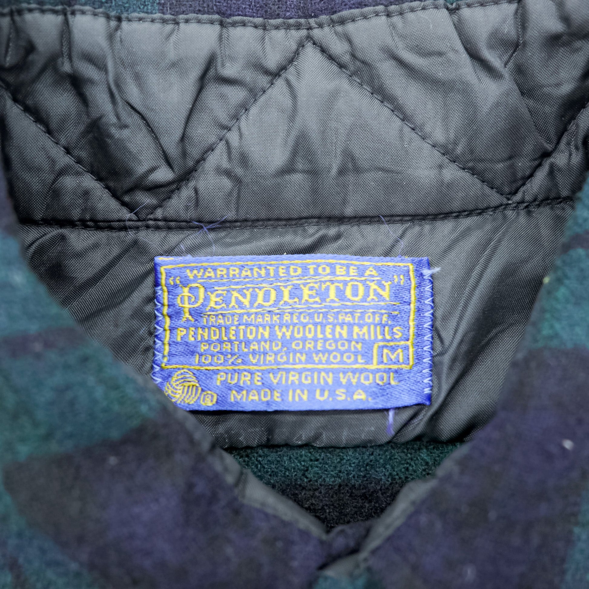 PENDLETON 70年代 USA製 ヴィンテージ ブラックウォッチ ウール フランネルシャツ M チェック ネイビー グリーン
