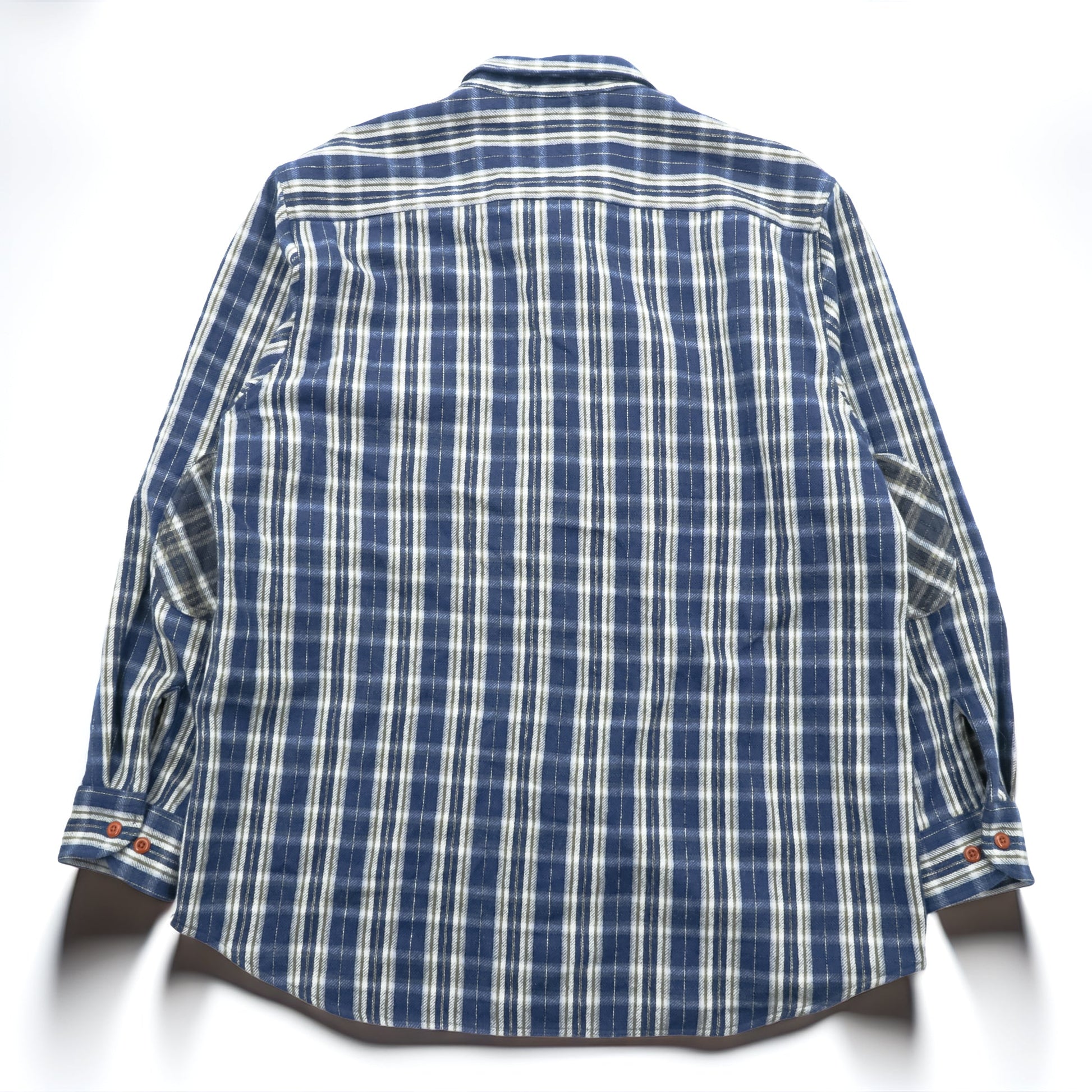 PENDLETON フランネルシャツ XL ブルー チェック Thomas Kay Collection エルボーパッチ 胸ポケット