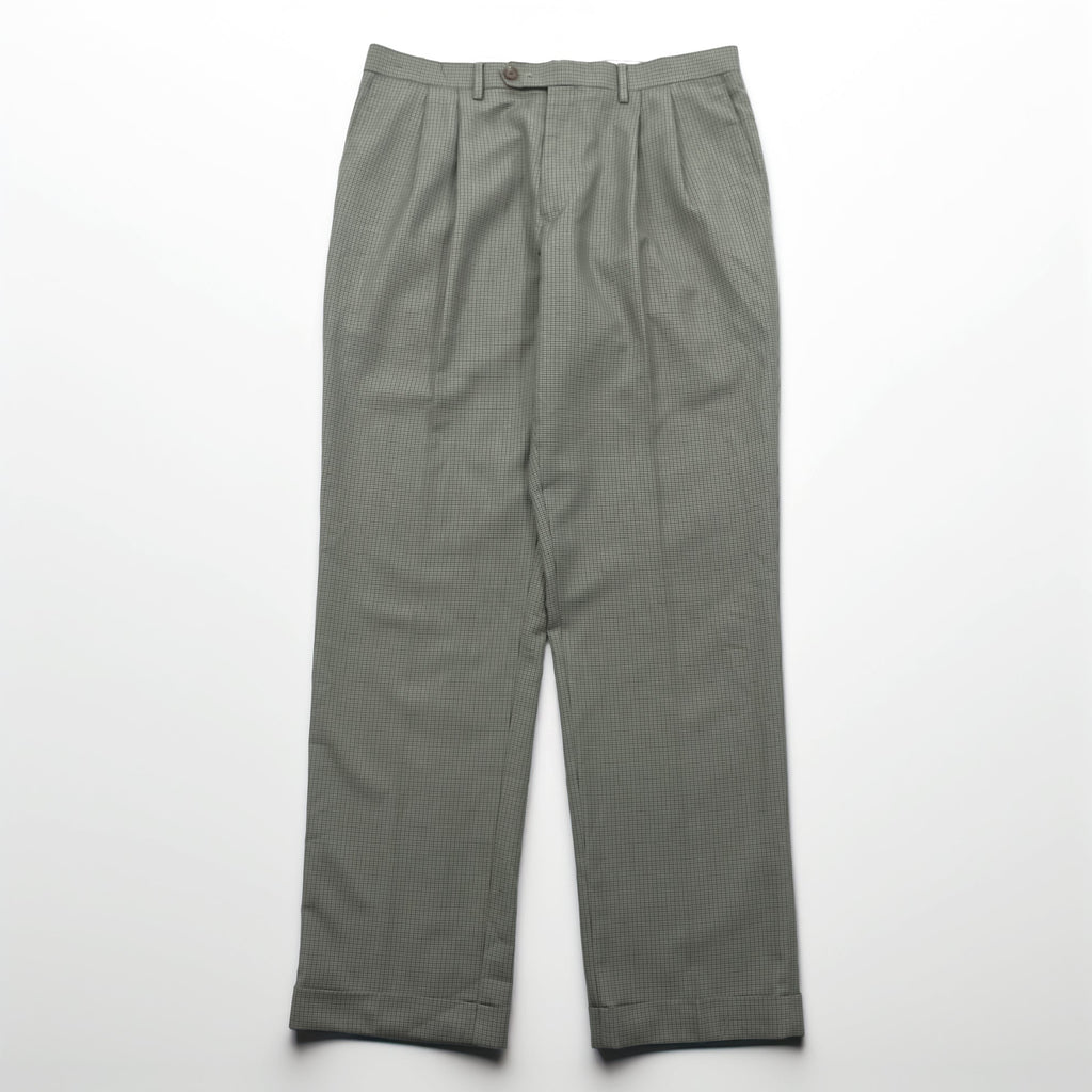 Ralph Lauren 90年代 2タック プリーツ スラックス パンツ L ベージュ ガンクラブチェック ダブルカフス
