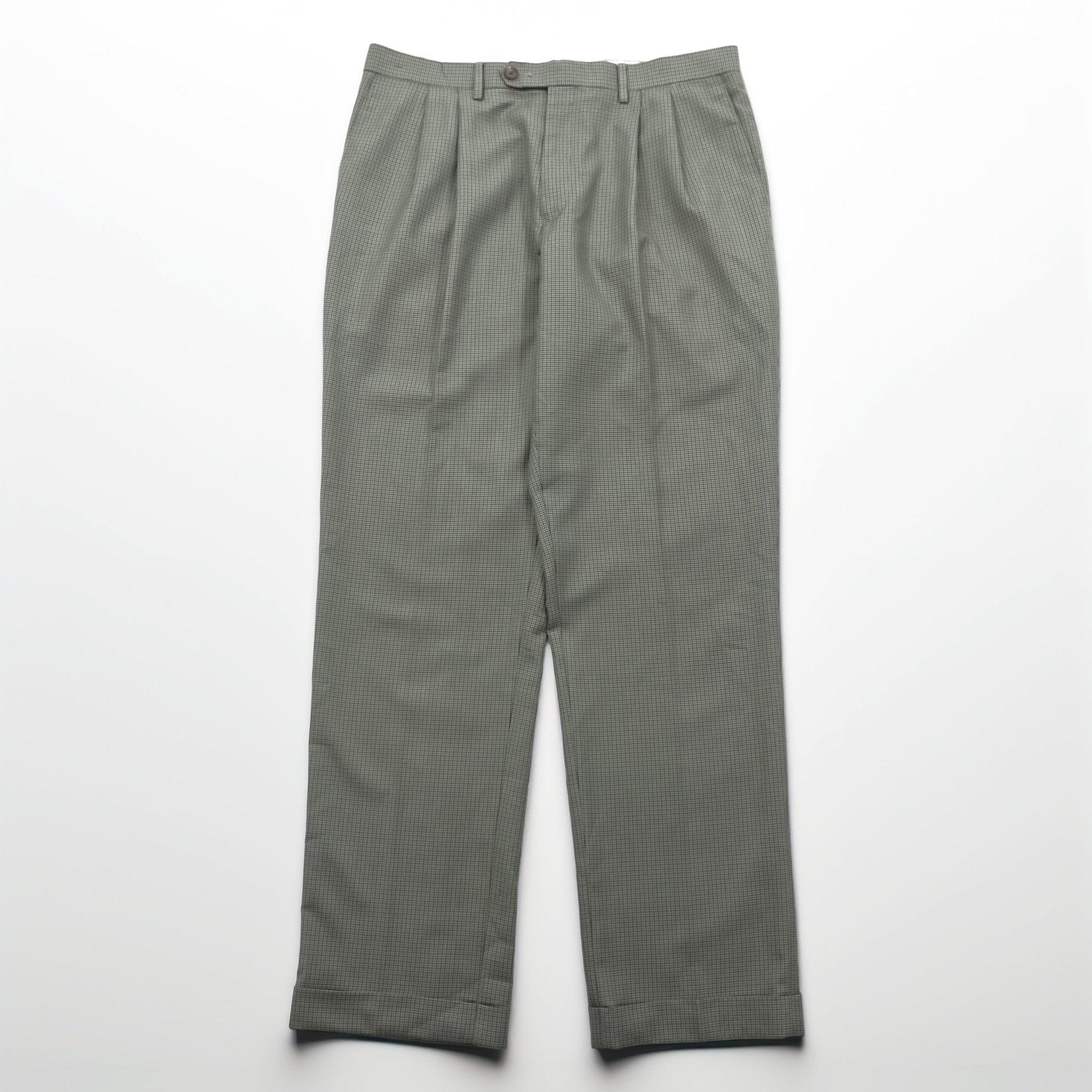 Ralph Lauren 90年代 2タック プリーツ スラックス パンツ L ベージュ ガンクラブチェック ダブルカフス
