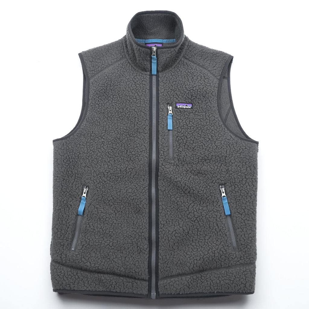 Patagonia レトロ パイル フリースベスト M グレー ボアフリース スタンドカラー 胸ポケット 22820