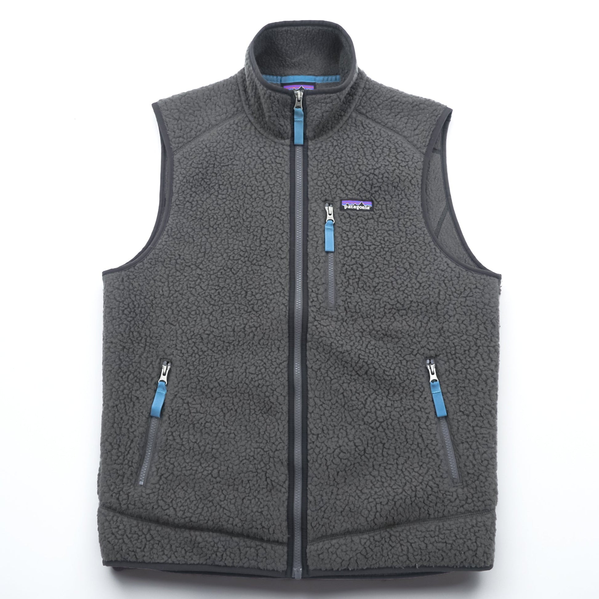 Patagonia レトロ パイル フリースベスト M グレー ボアフリース スタンドカラー 胸ポケット 22820
