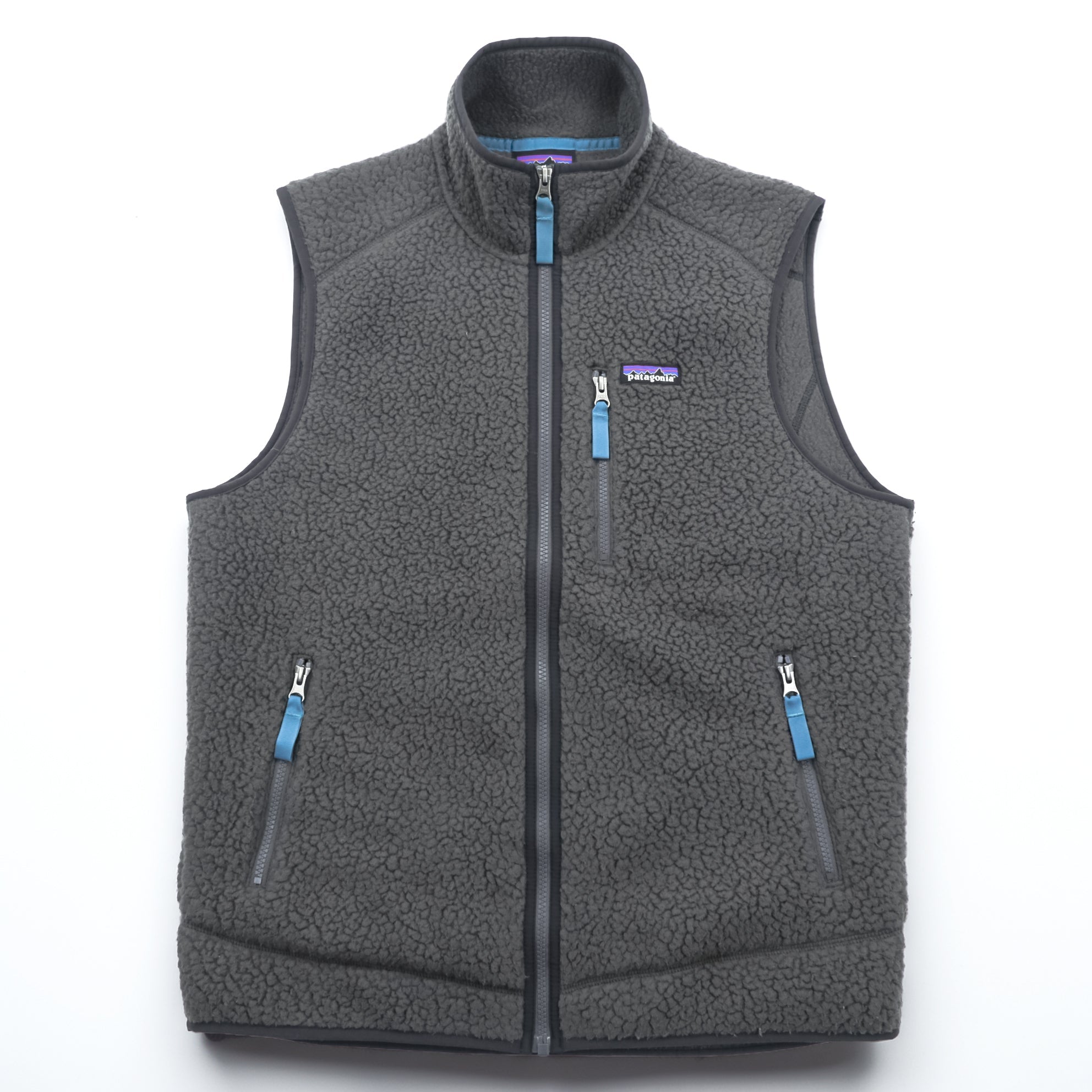 Patagonia レトロ パイル フリースベスト M グレー ボアフリース スタンドカラー 胸ポケット 22820