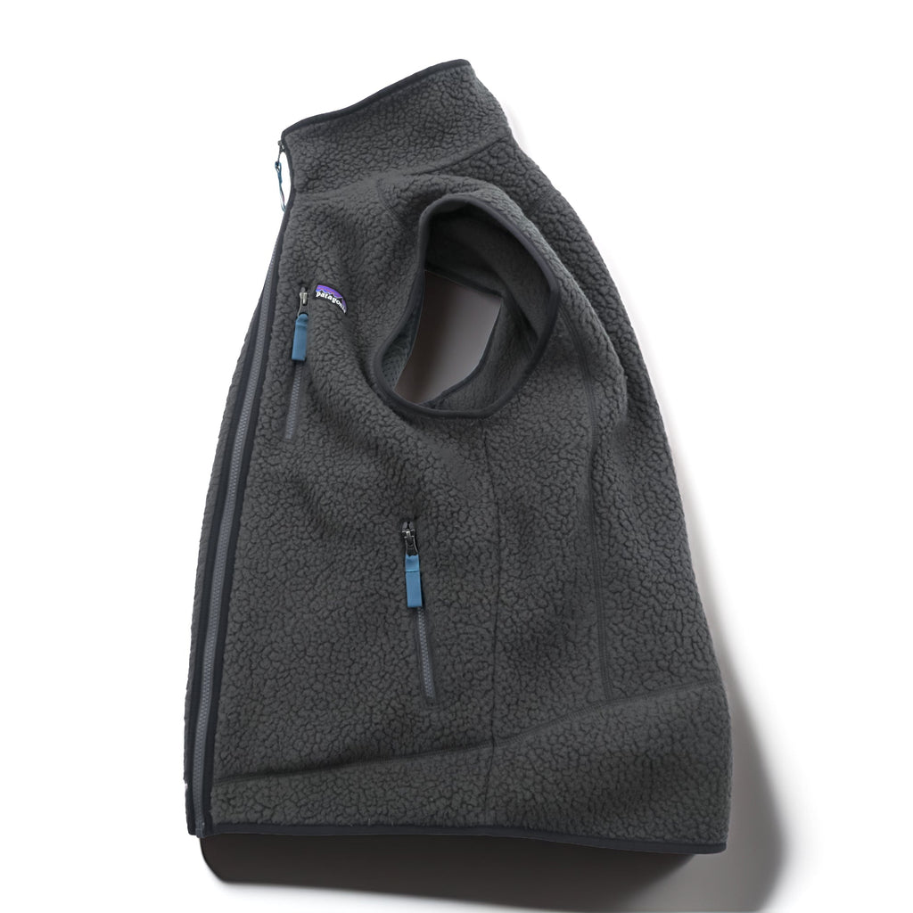 Patagonia レトロ パイル フリースベスト M グレー ボアフリース スタンドカラー 胸ポケット 22820