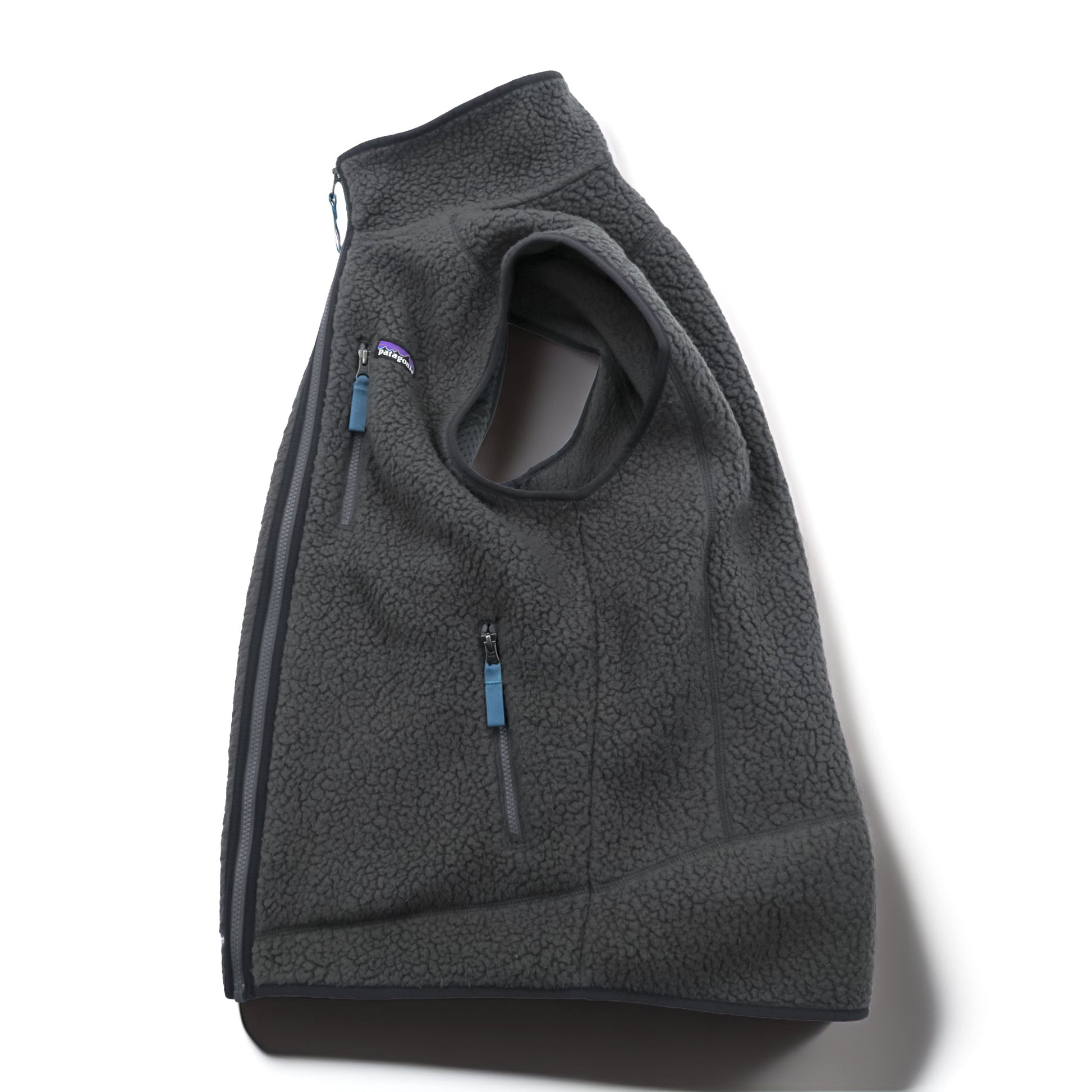 Patagonia レトロ パイル フリースベスト M グレー ボアフリース スタンドカラー 胸ポケット 22820