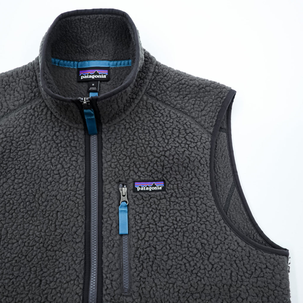 Patagonia レトロ パイル フリースベスト M グレー ボアフリース スタンドカラー 胸ポケット 22820