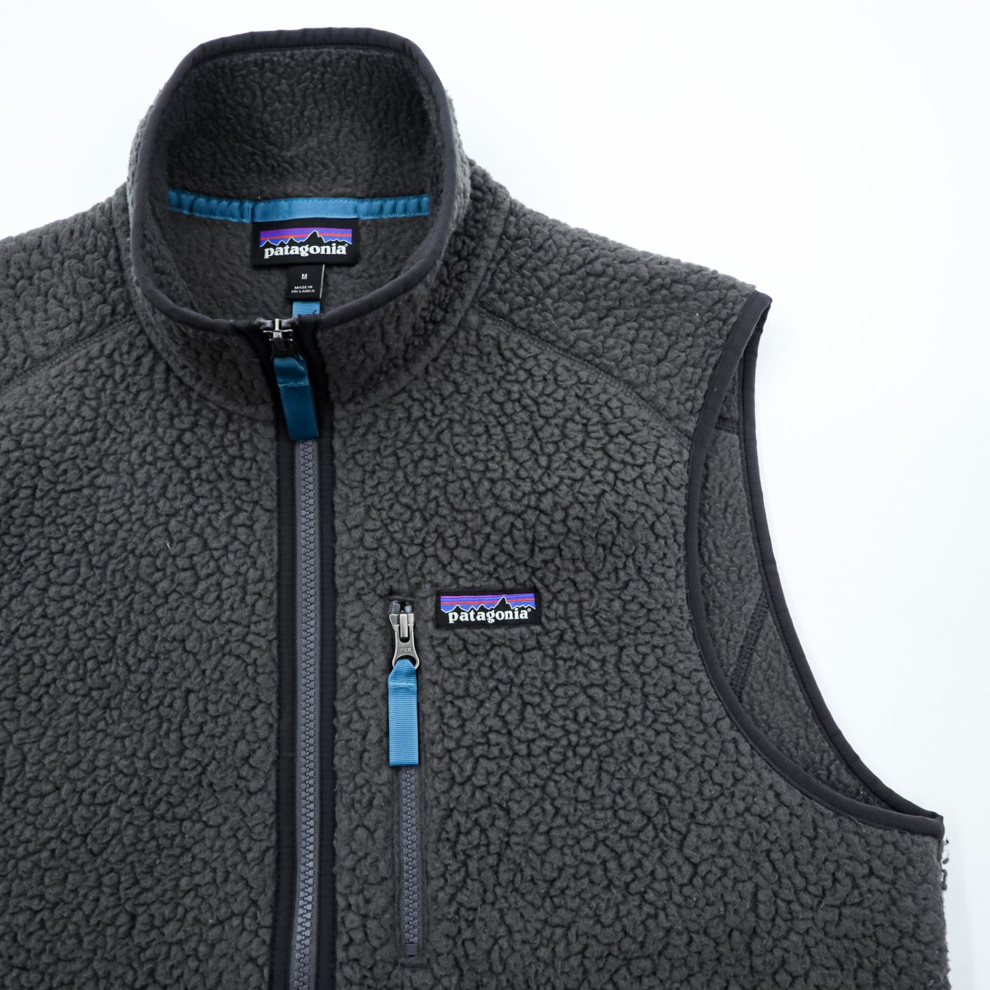 Patagonia レトロ パイル フリースベスト M グレー ボアフリース スタンドカラー 胸ポケット 22820