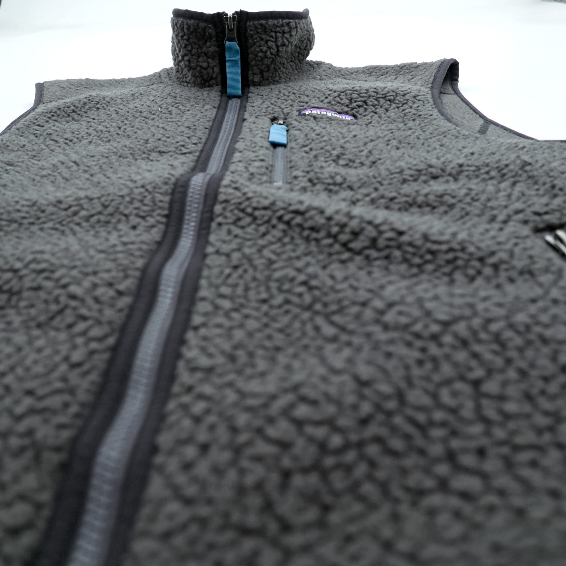 Patagonia レトロ パイル フリースベスト M グレー ボアフリース スタンドカラー 胸ポケット 22820