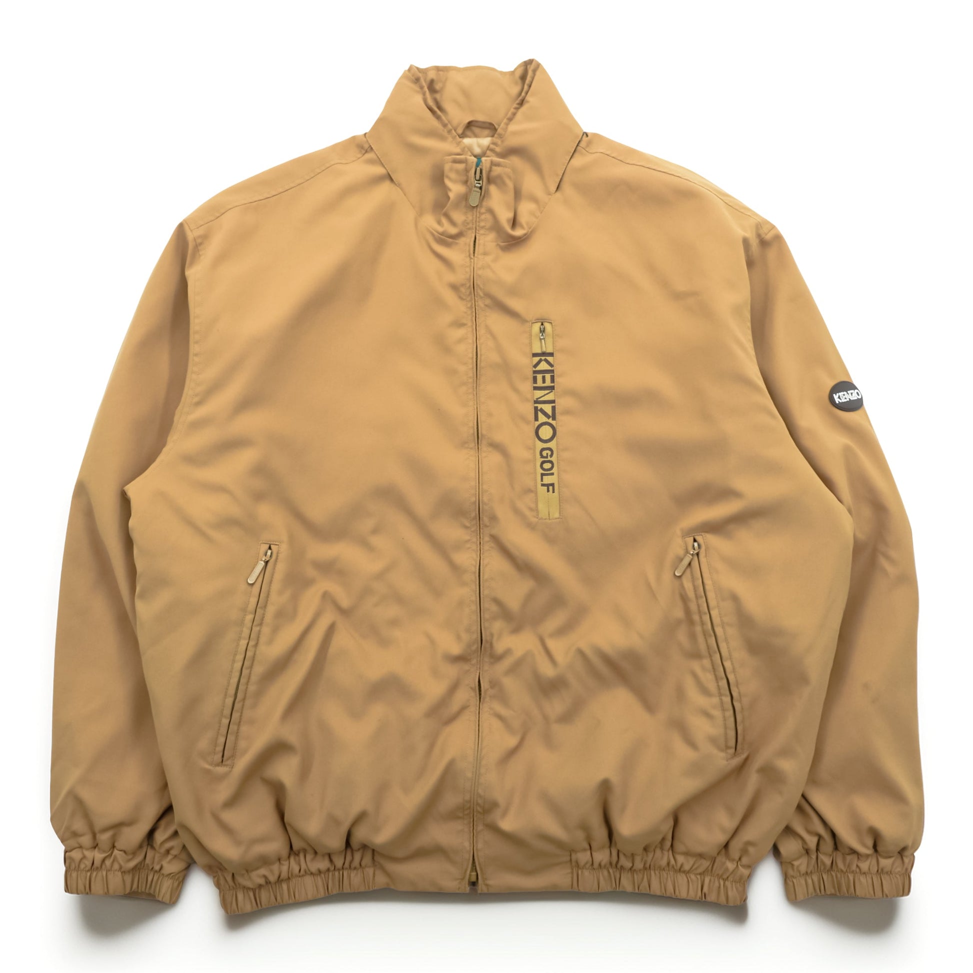 KENZO GOLF 90年代 ウィンドブレーカー スイングトップ 中綿 ブルゾン XL ベージュ 防水 フード収納