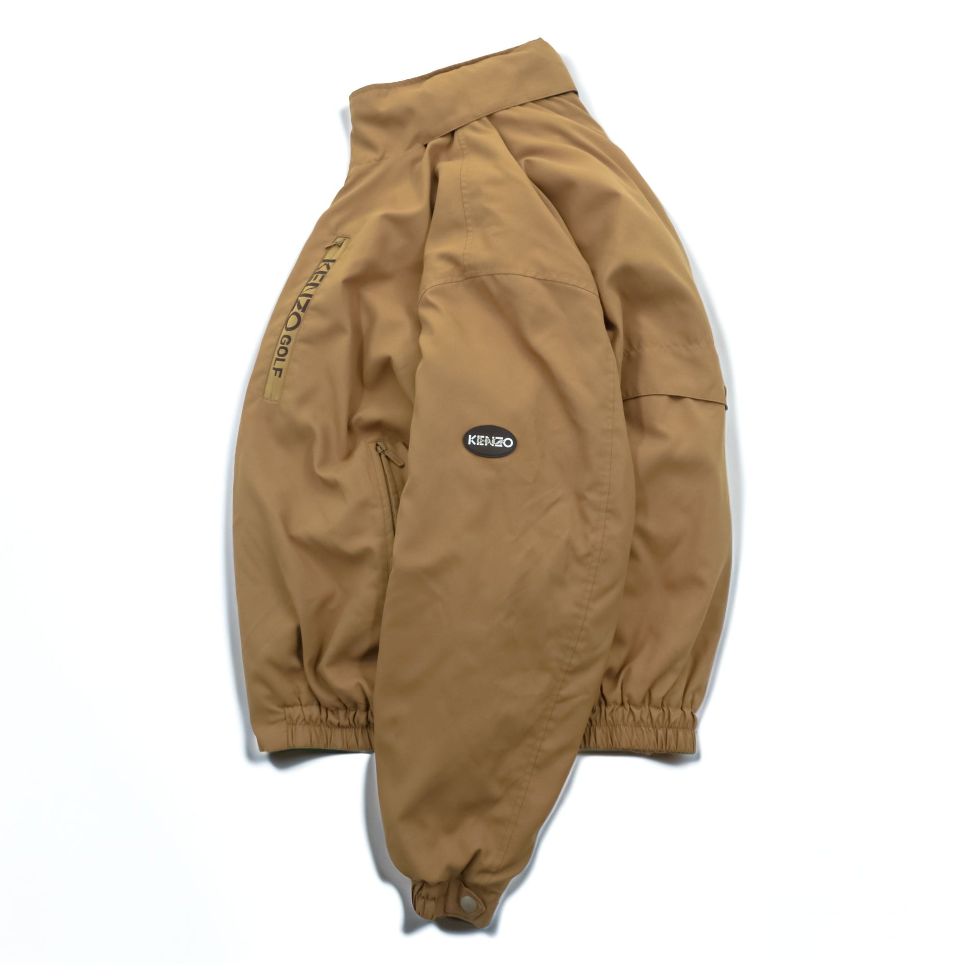 KENZO GOLF 90年代 ウィンドブレーカー スイングトップ 中綿 ブルゾン XL ベージュ 防水 フード収納