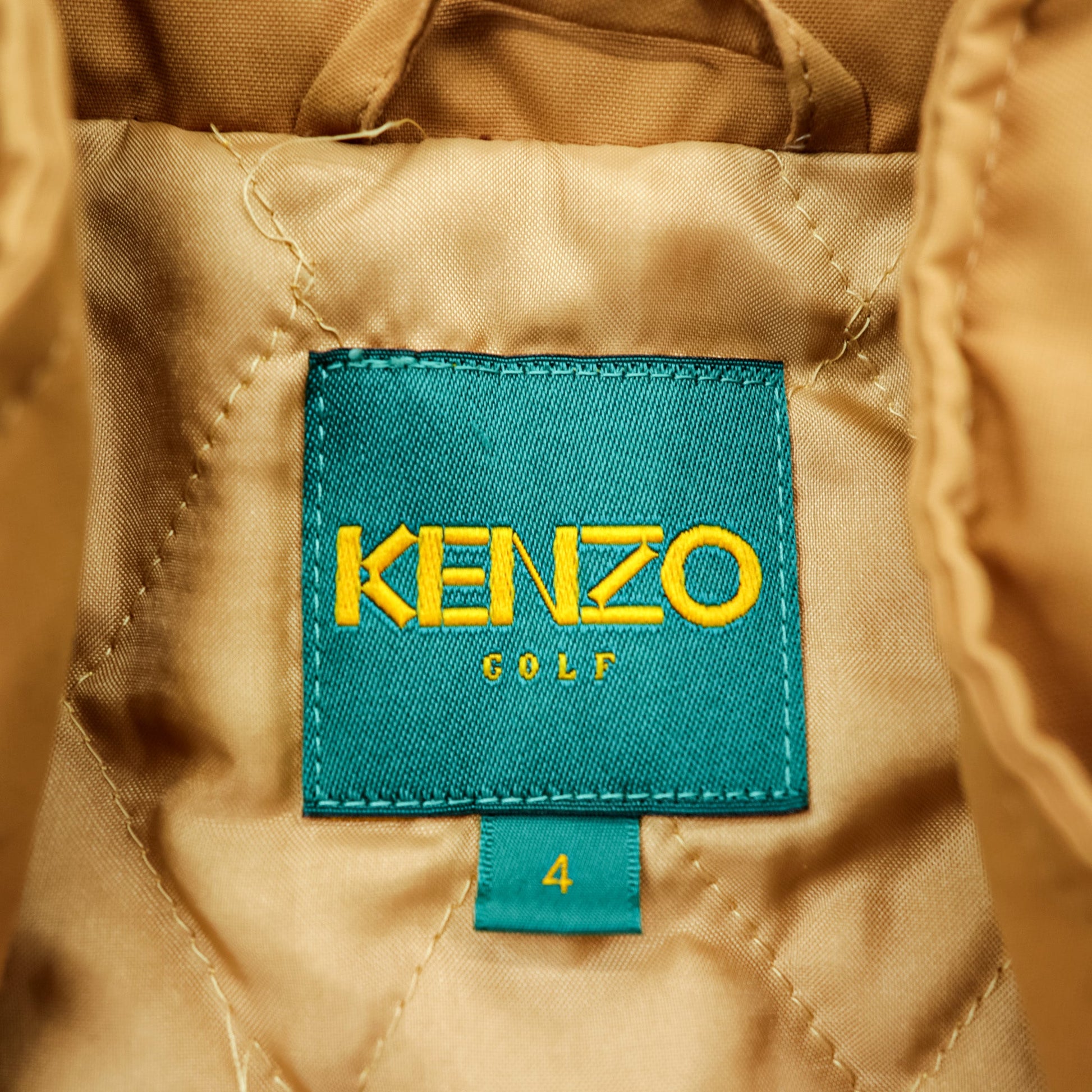 KENZO GOLF 90年代 ウィンドブレーカー スイングトップ 中綿 ブルゾン XL ベージュ 防水 フード収納