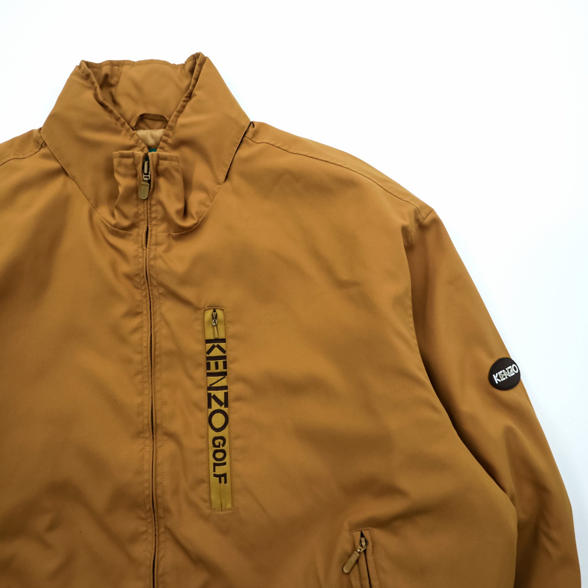 KENZO GOLF 90年代 ウィンドブレーカー スイングトップ 中綿 ブルゾン XL ベージュ 防水 フード収納