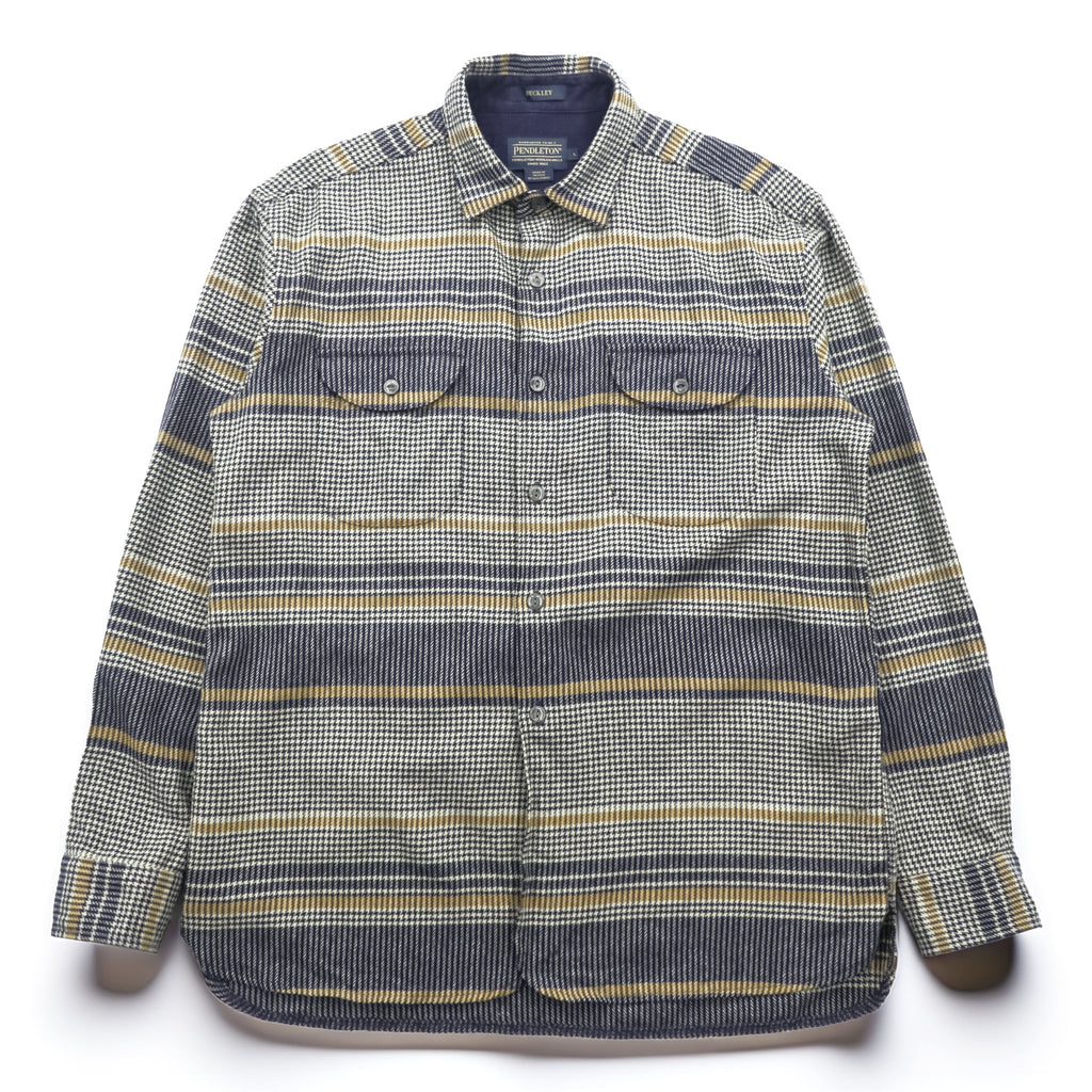 PENDLETON フランネルシャツ 長袖 ウールシャツ L チェック 千鳥格子 BUCKLEY 胸ポケット