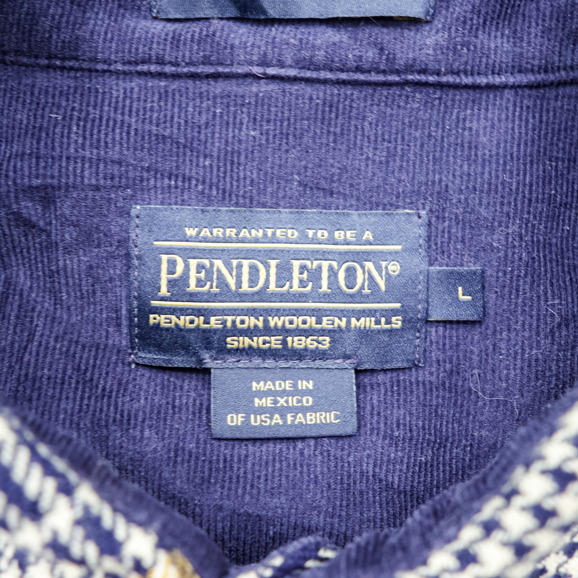 PENDLETON フランネルシャツ 長袖 ウールシャツ L チェック 千鳥格子 BUCKLEY 胸ポケット