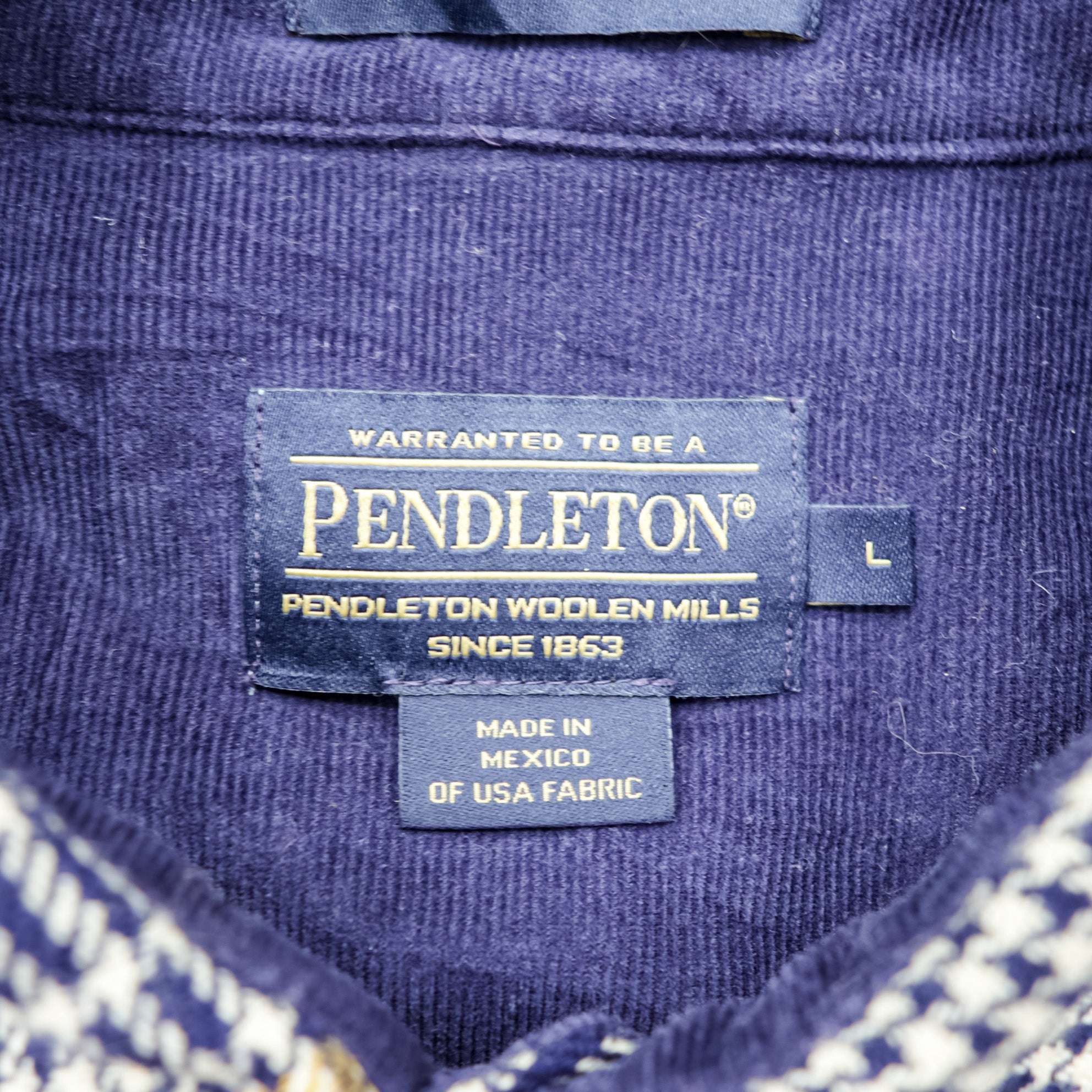 PENDLETON フランネルシャツ 長袖 ウールシャツ L チェック 千鳥格子 BUCKLEY 胸ポケット