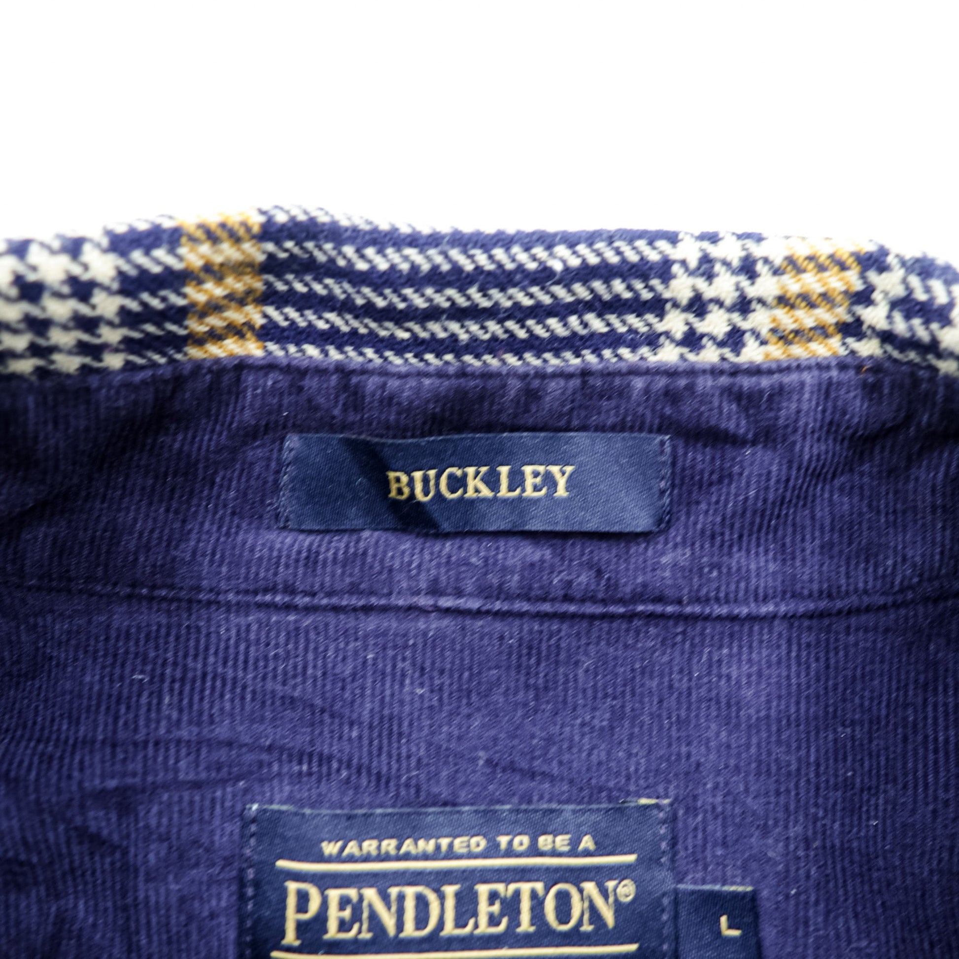 PENDLETON フランネルシャツ 長袖 ウールシャツ L チェック 千鳥格子 BUCKLEY 胸ポケット