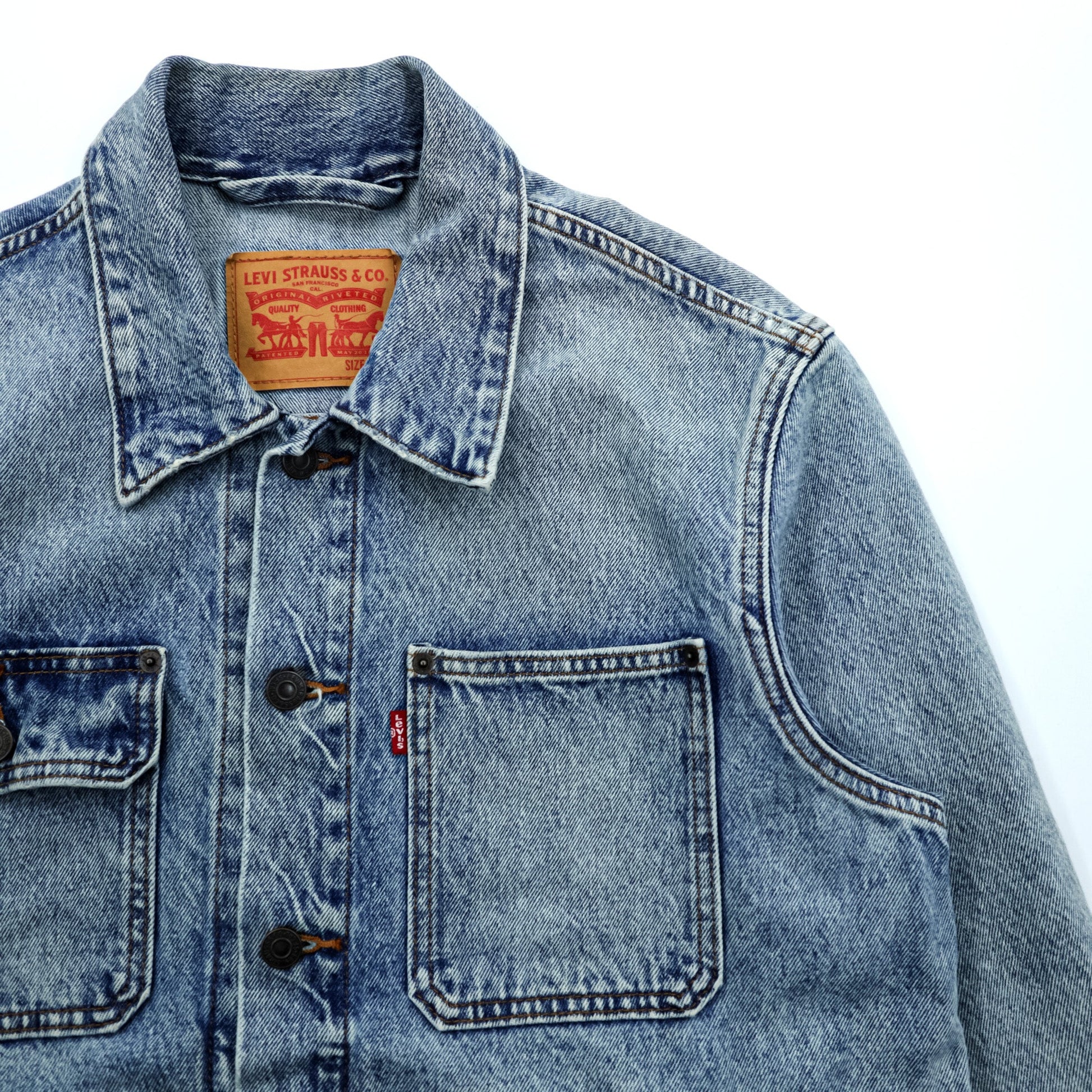 Levi's ヴィンテージ加工 デニム トラッカージャケット Gジャン M インディゴ ライトブルー STOCK TRUCKER JACKET A2662
