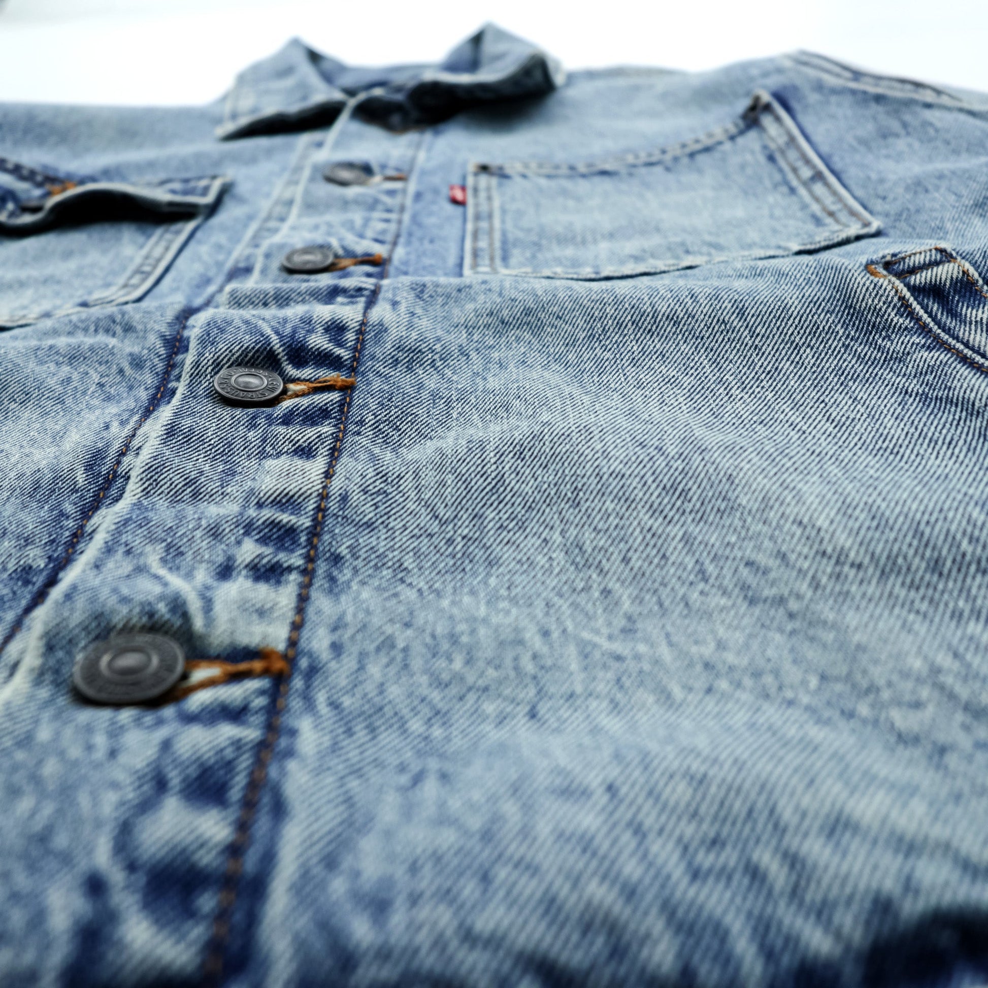 Levi's ヴィンテージ加工 デニム トラッカージャケット Gジャン M インディゴ ライトブルー STOCK TRUCKER JACKET A2662