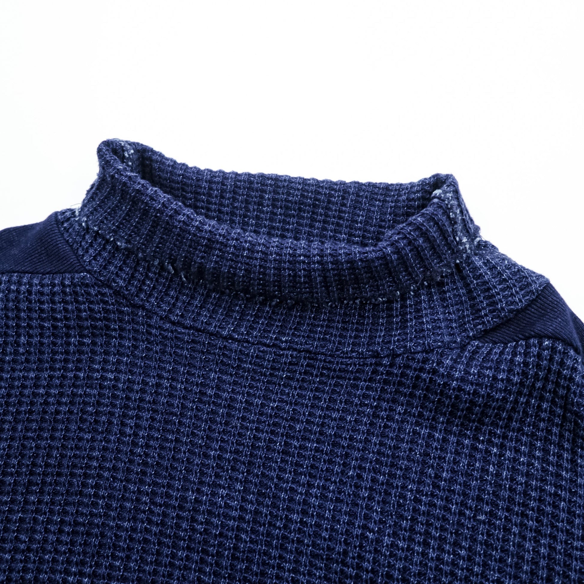 Leh ハイネック サーマル ニット セーター M ネイビー BEATNIK TURTLE SWEATER タートルネック サイドポケット LEH 597 日本製