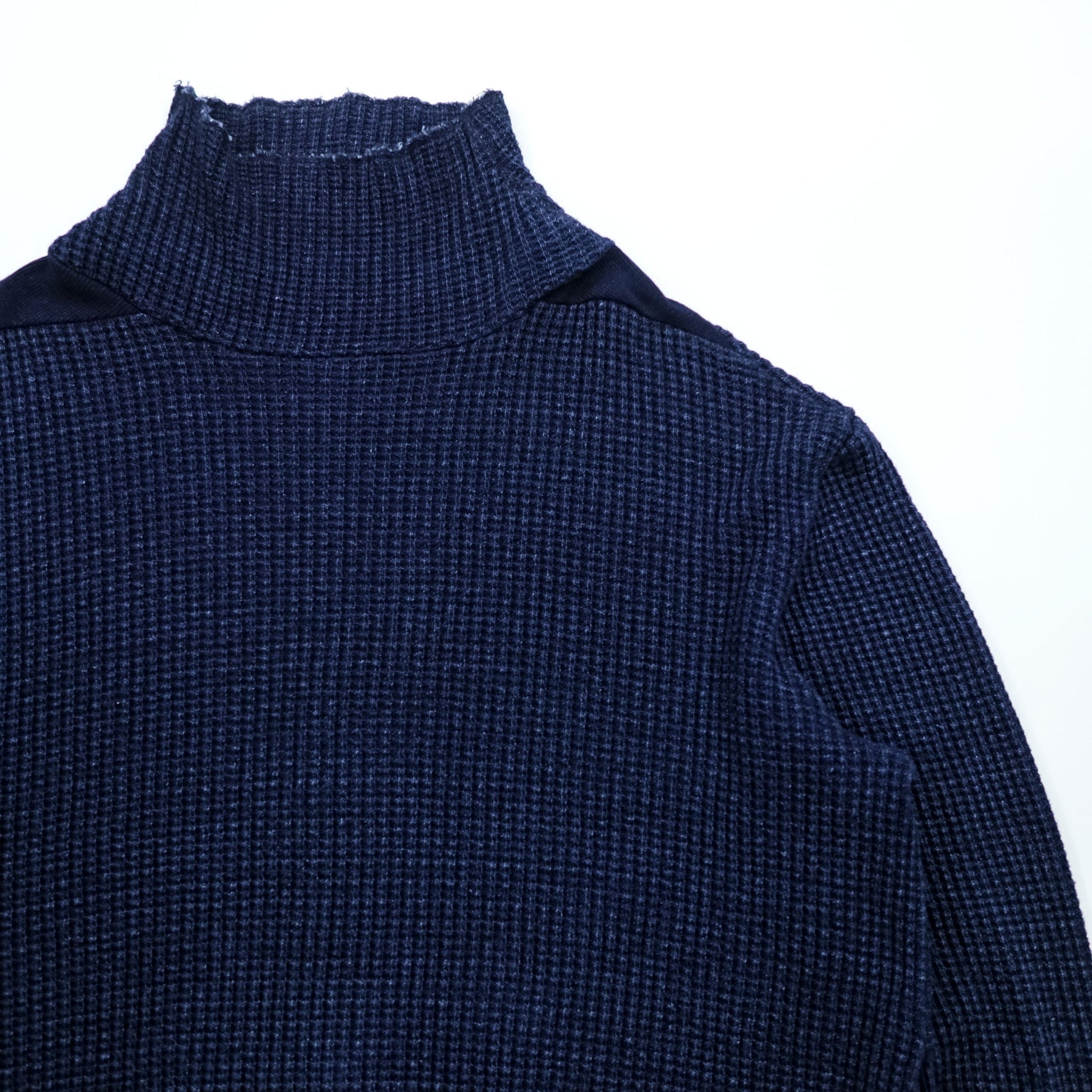 Leh ハイネック サーマル ニット セーター M ネイビー BEATNIK TURTLE SWEATER タートルネック サイドポケット LEH 597 日本製