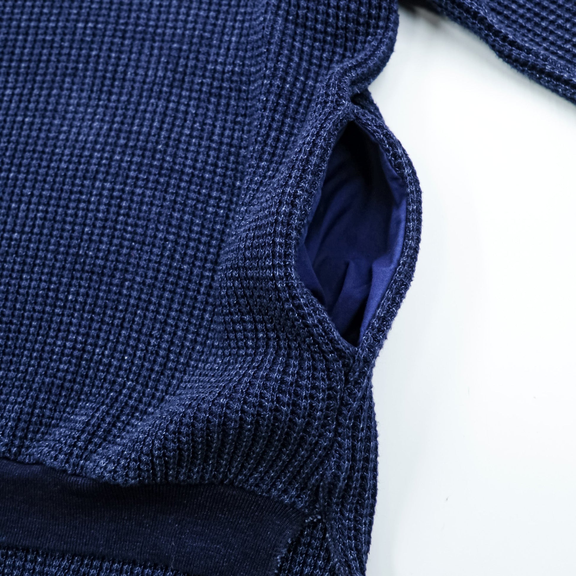 Leh ハイネック サーマル ニット セーター M ネイビー BEATNIK TURTLE SWEATER タートルネック サイドポケット LEH 597 日本製