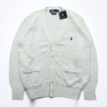 Polo Ralph Lauren 90年代 ニット Vネック カーディガン S ホワイト コットン ポケット 未使用品