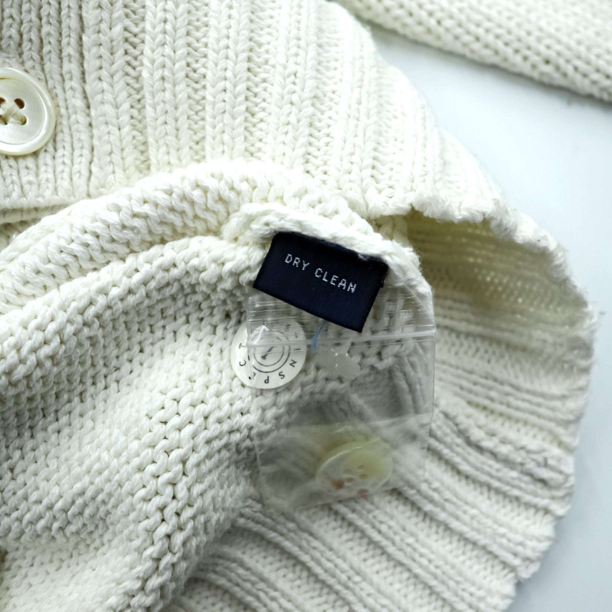 Polo Ralph Lauren 90年代 ニット Vネック カーディガン S ホワイト コットン ポケット 未使用品