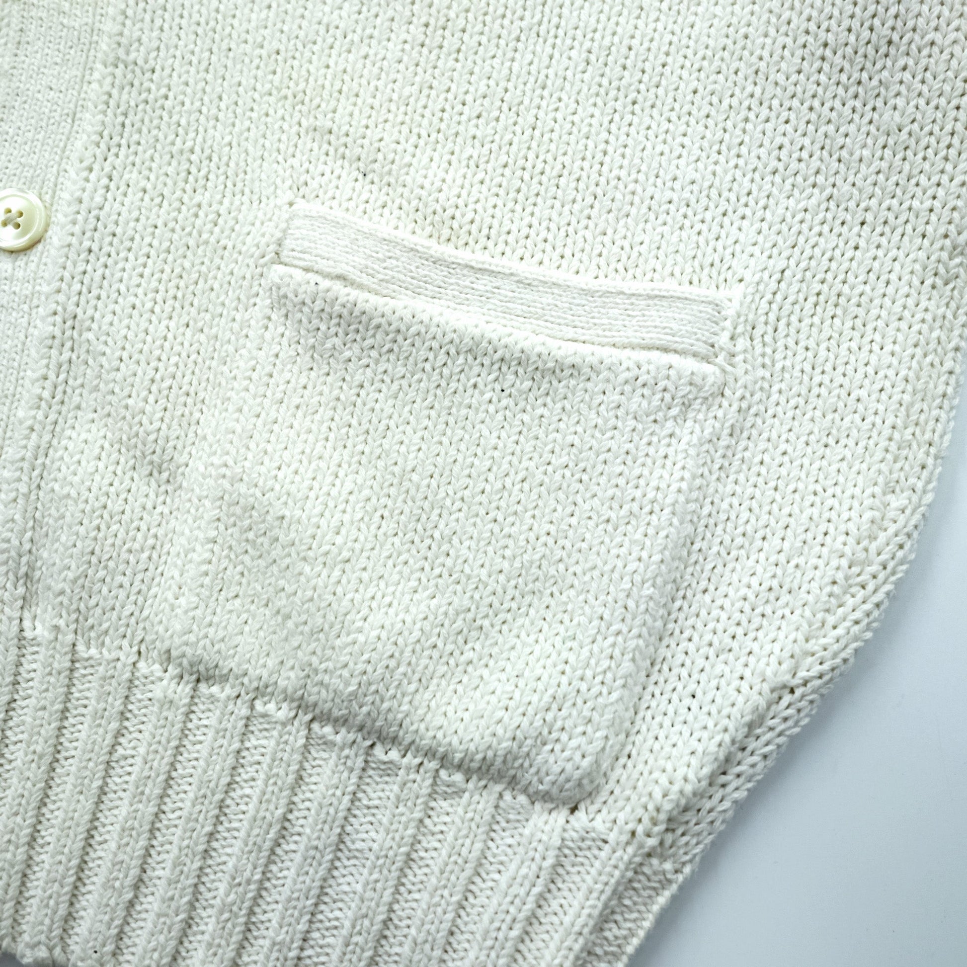Polo Ralph Lauren 90年代 ニット Vネック カーディガン S ホワイト コットン ポケット 未使用品