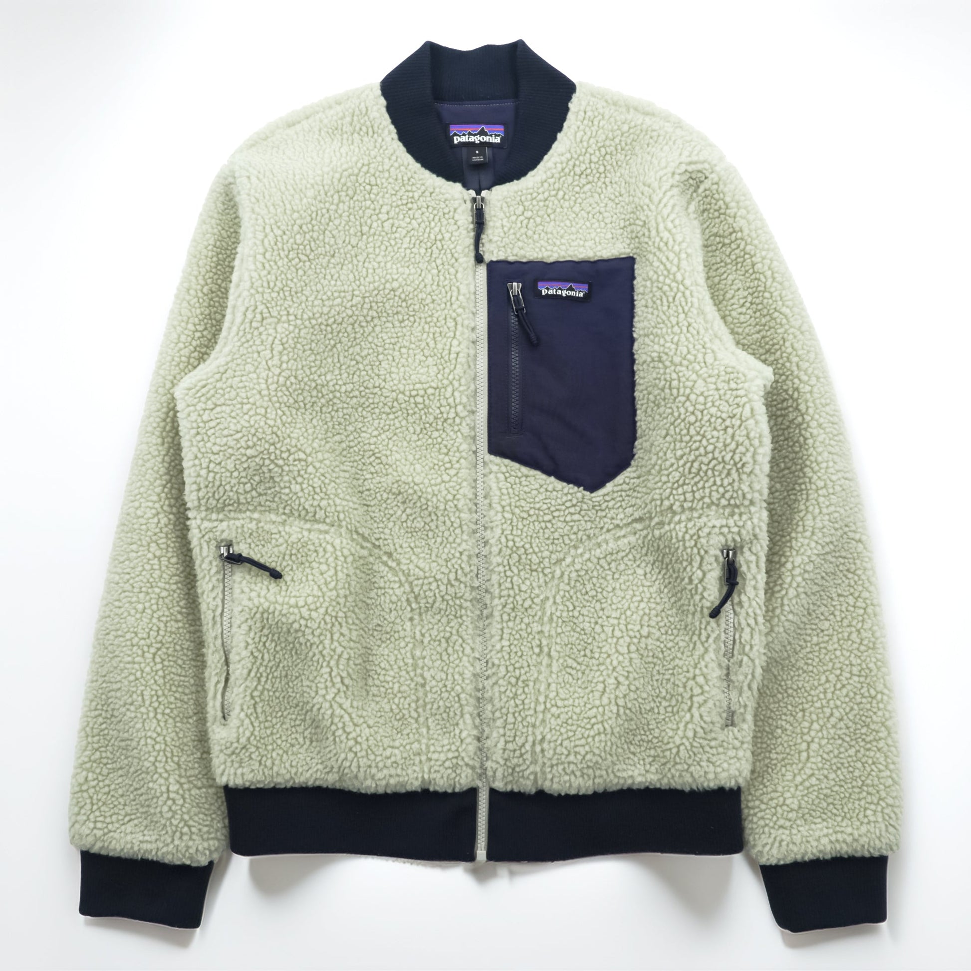 Patagonia レトロX 廃番 ボマージャケット Retro X Bomber Jkt ボア フリースジャケット S ナチュラル × ネイビー 22830