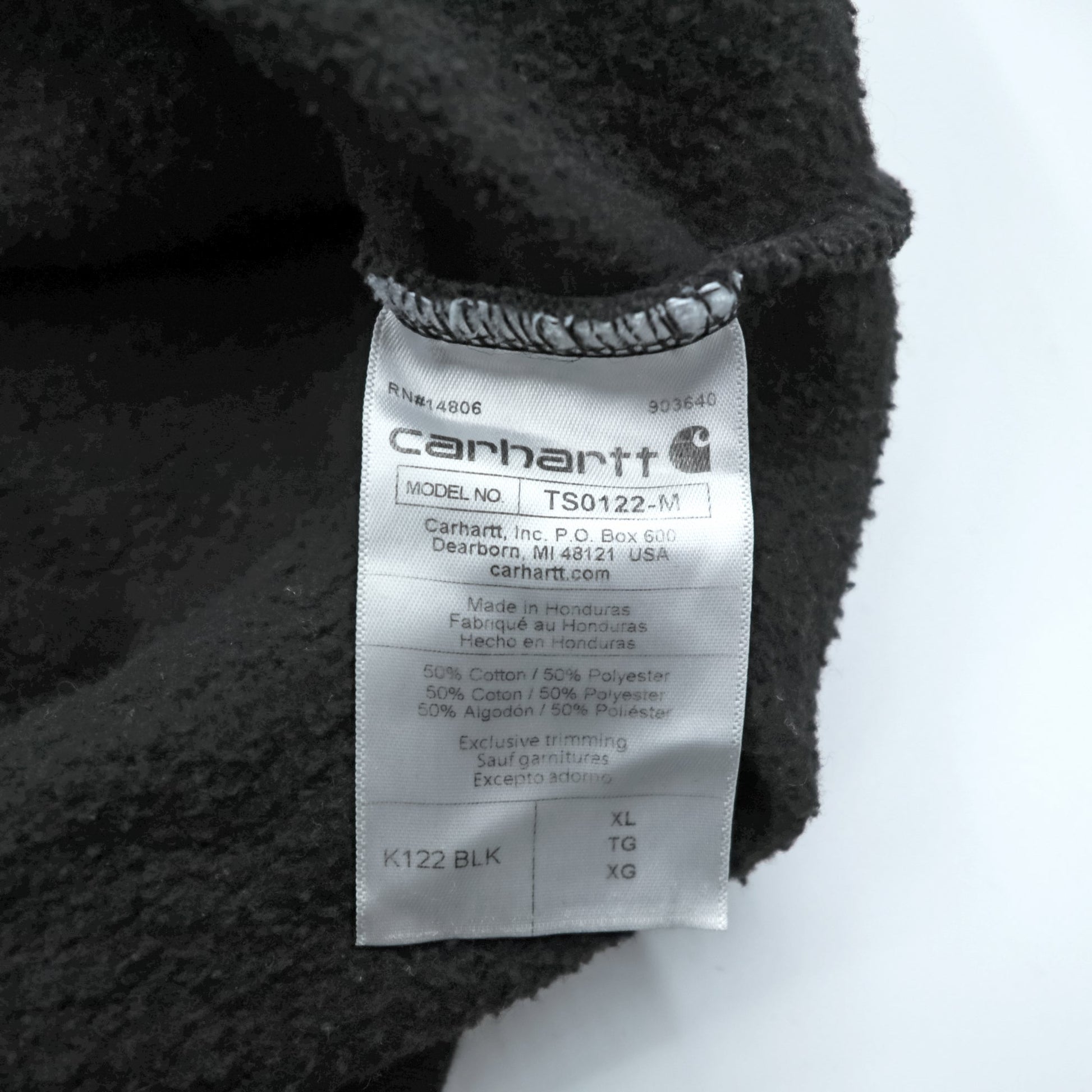 carhartt ミッドウェイト ジップパーカー XL ブラック フロントポケット LOOSE FIT K122