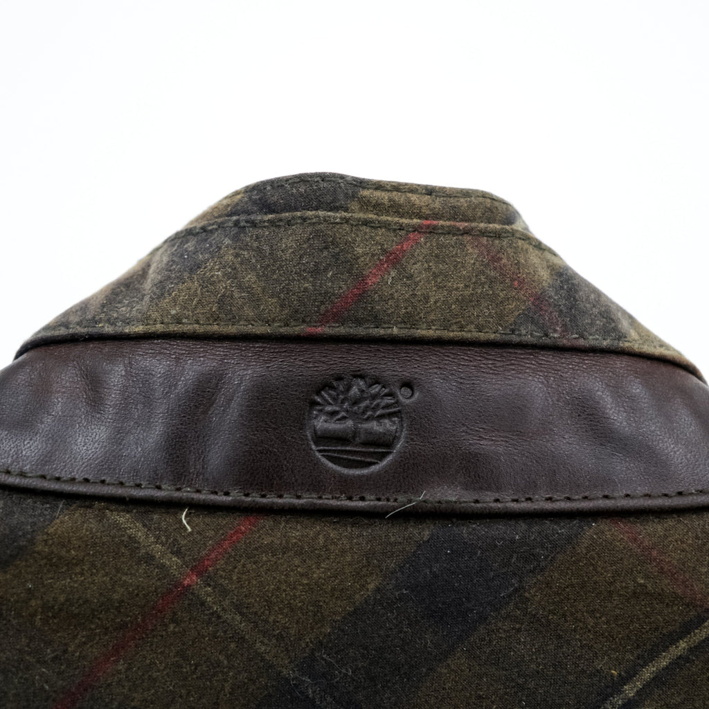 Timberland × British Millerain オイルド ハンティングジャケット L チェック チンストラップ 襟コーデュロイ 英国製生地 ワックスコットン
