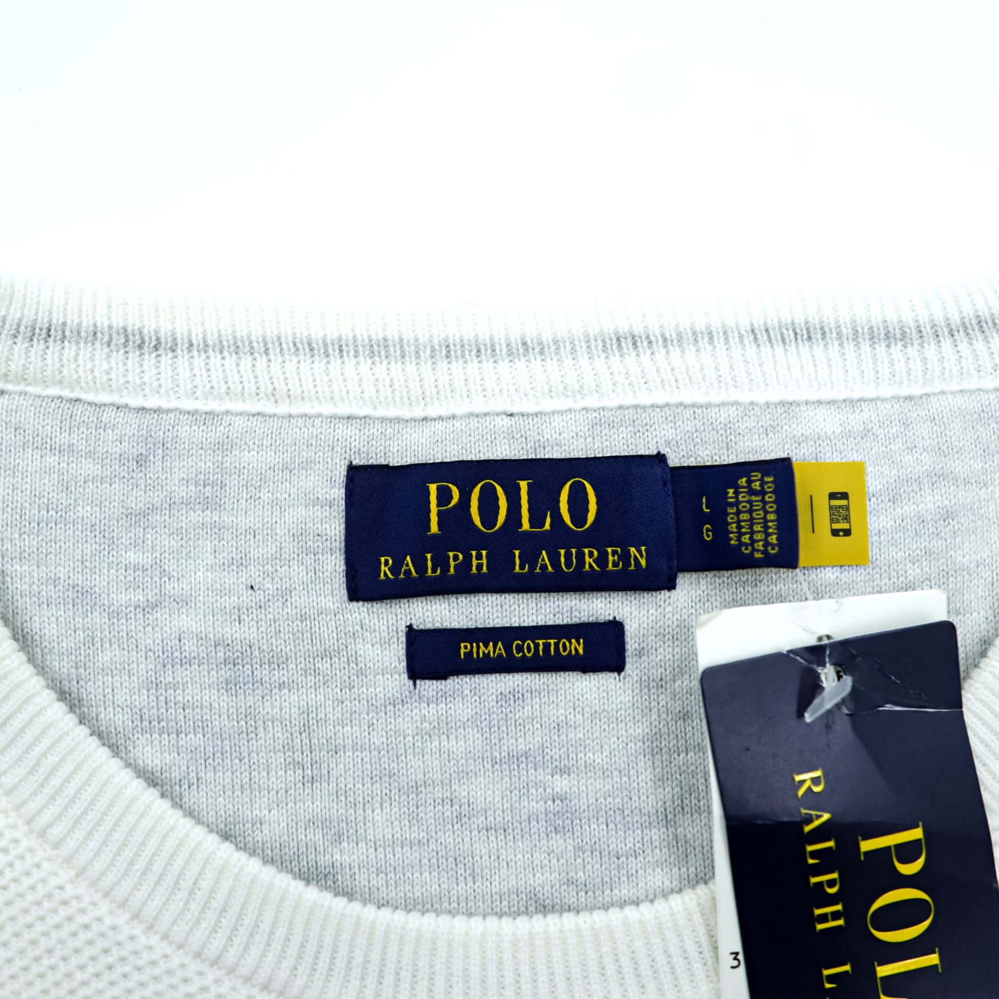 Polo Ralph Lauren ピマコットン メッシュ ニット セーター L ホワイト 未使用品
