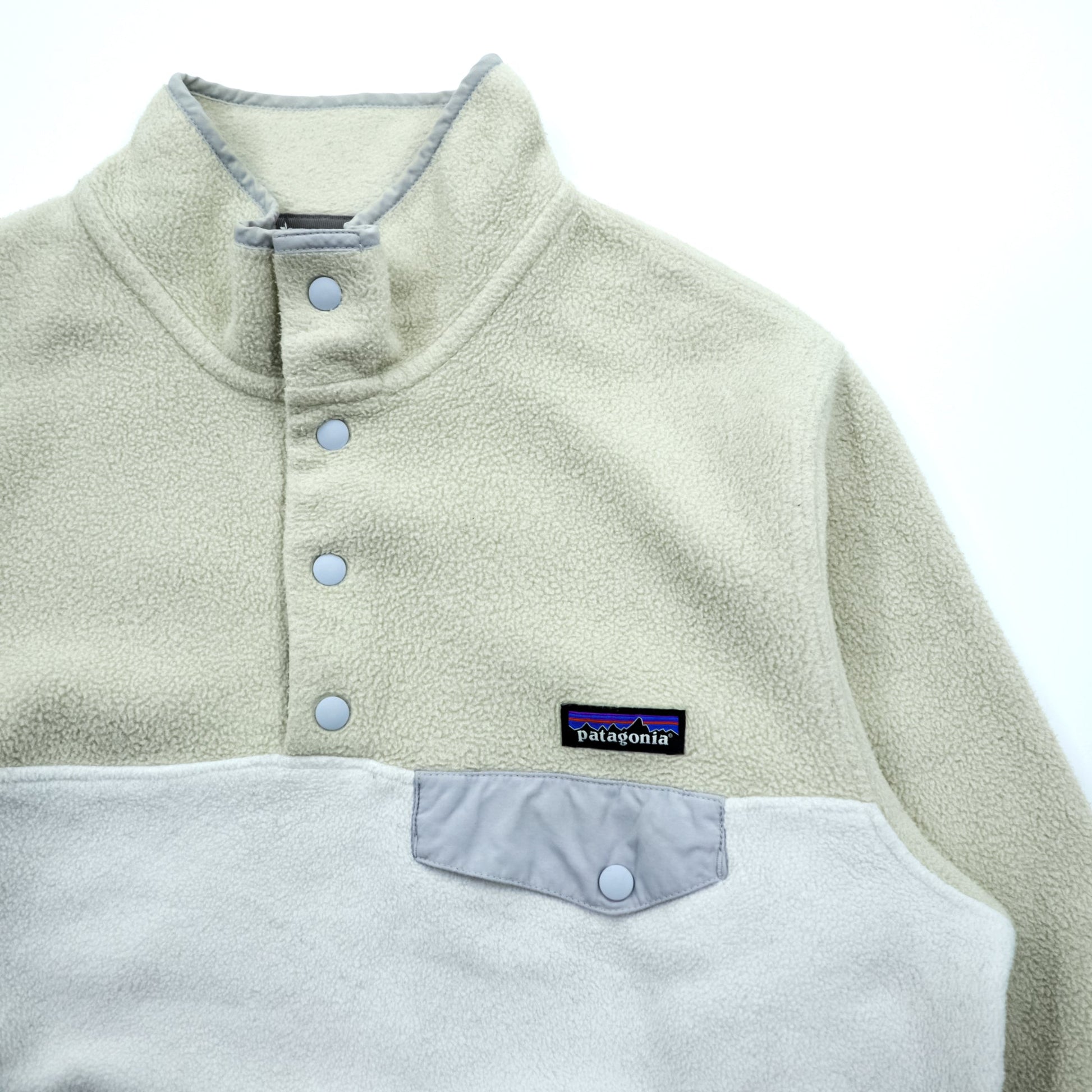 Patagonia シンチラ Synchilla スナップT フリース L オートミール バイカラー プルオーバー 胸ポケット