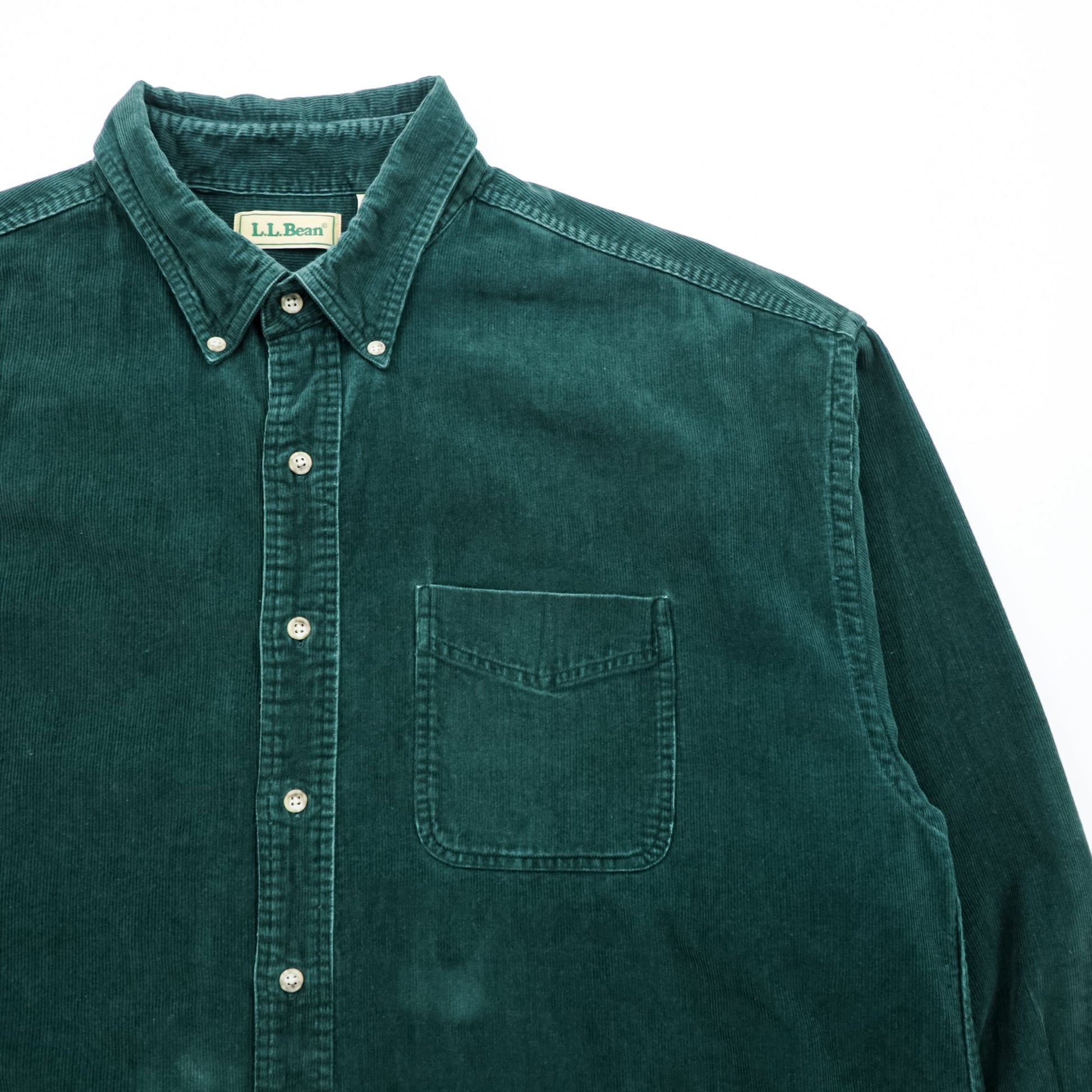 L.L.Bean 80年代 ヴィンテージ コーデュロイ ボタンダウンシャツ XL グリーン 胸ポケット