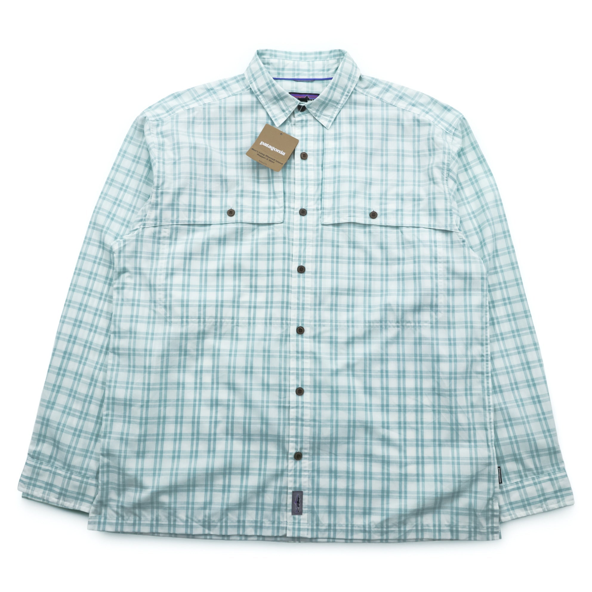 Patagonia オーガニックコットン シャツ L ホワイト チェック L/S Island Hopper 2 52181 未使用品