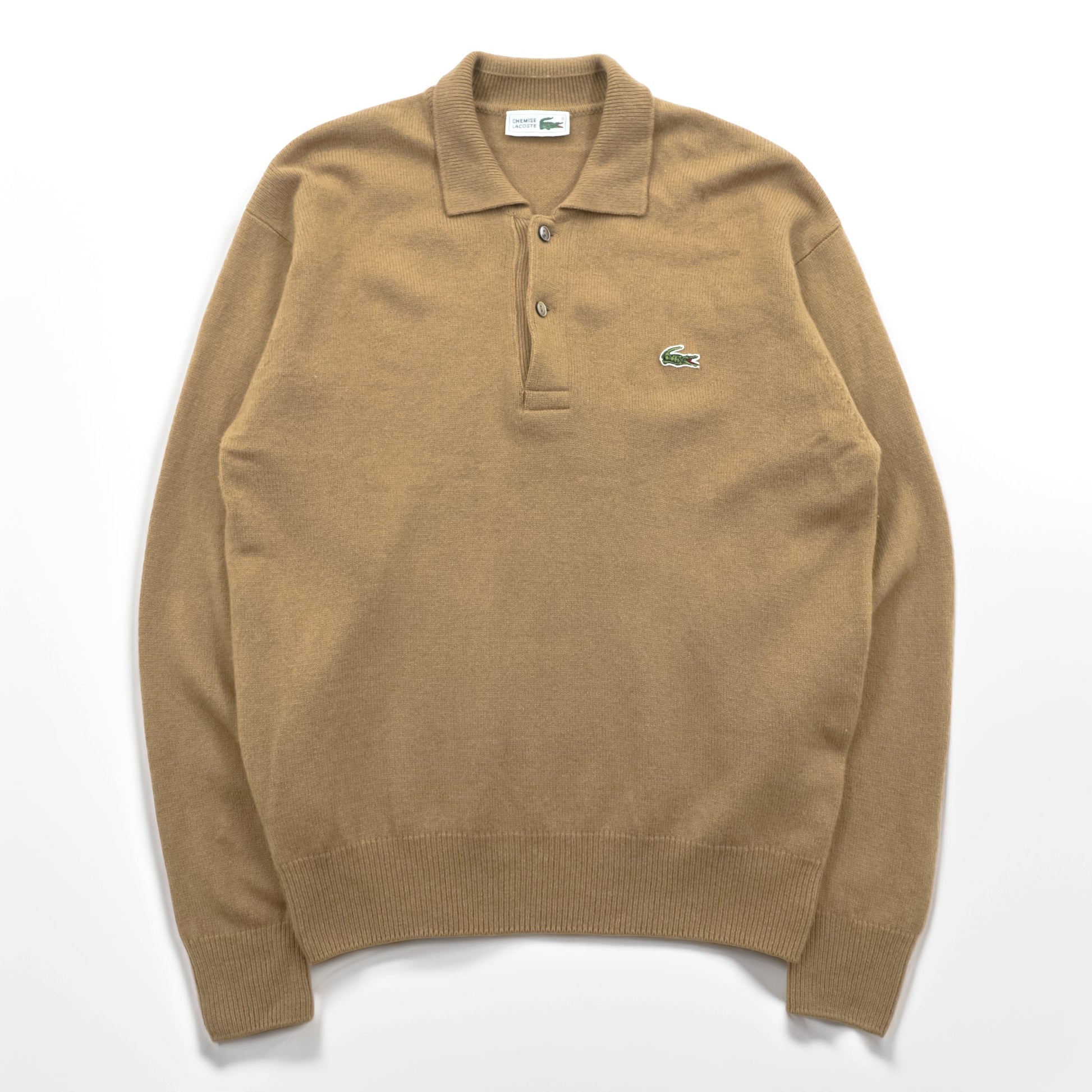 Chemise Lacoste 80年代 フランス企画 ポロ ニット セーター M ウール ベージュ