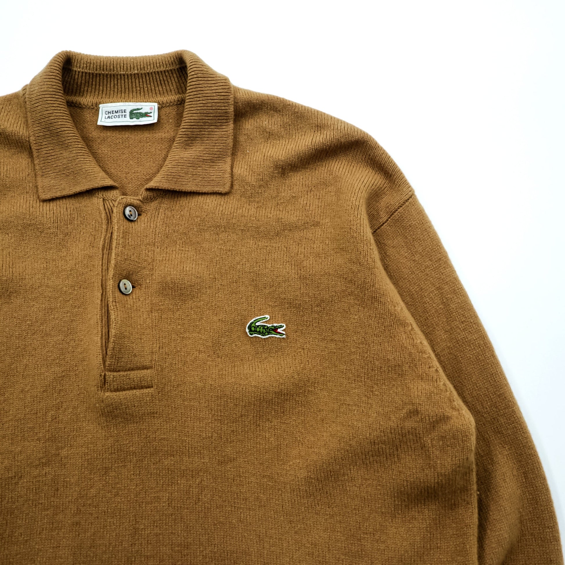 Chemise Lacoste 80年代 フランス企画 ポロ ニット セーター M ウール ベージュ