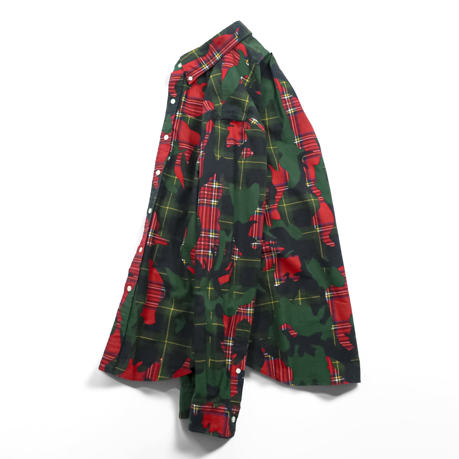 Ralph Lauren ボタンダウンシャツ S グリーン 総柄 タータンチェック カモフラ CLASSIC FIT