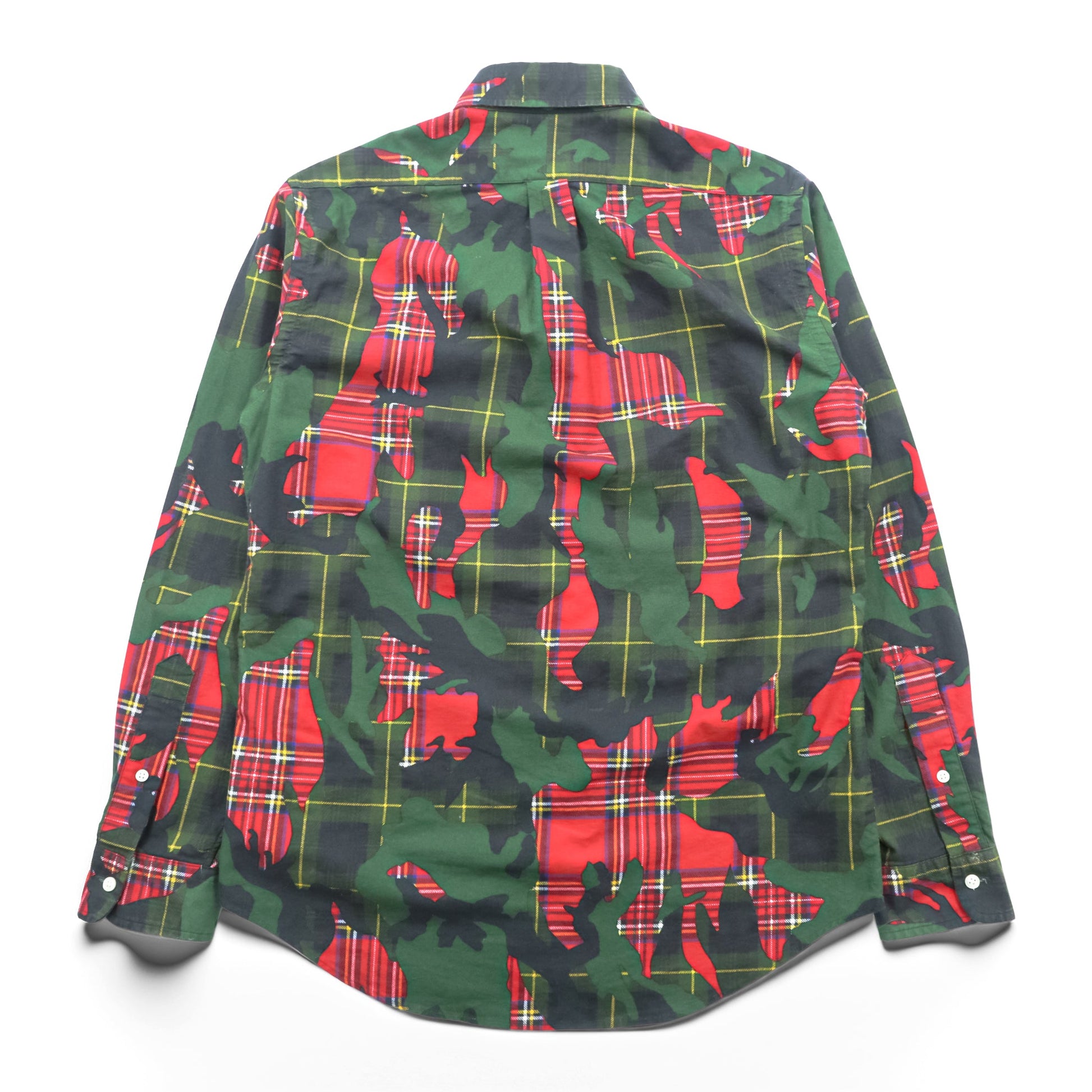 Ralph Lauren ボタンダウンシャツ S グリーン 総柄 タータンチェック カモフラ CLASSIC FIT