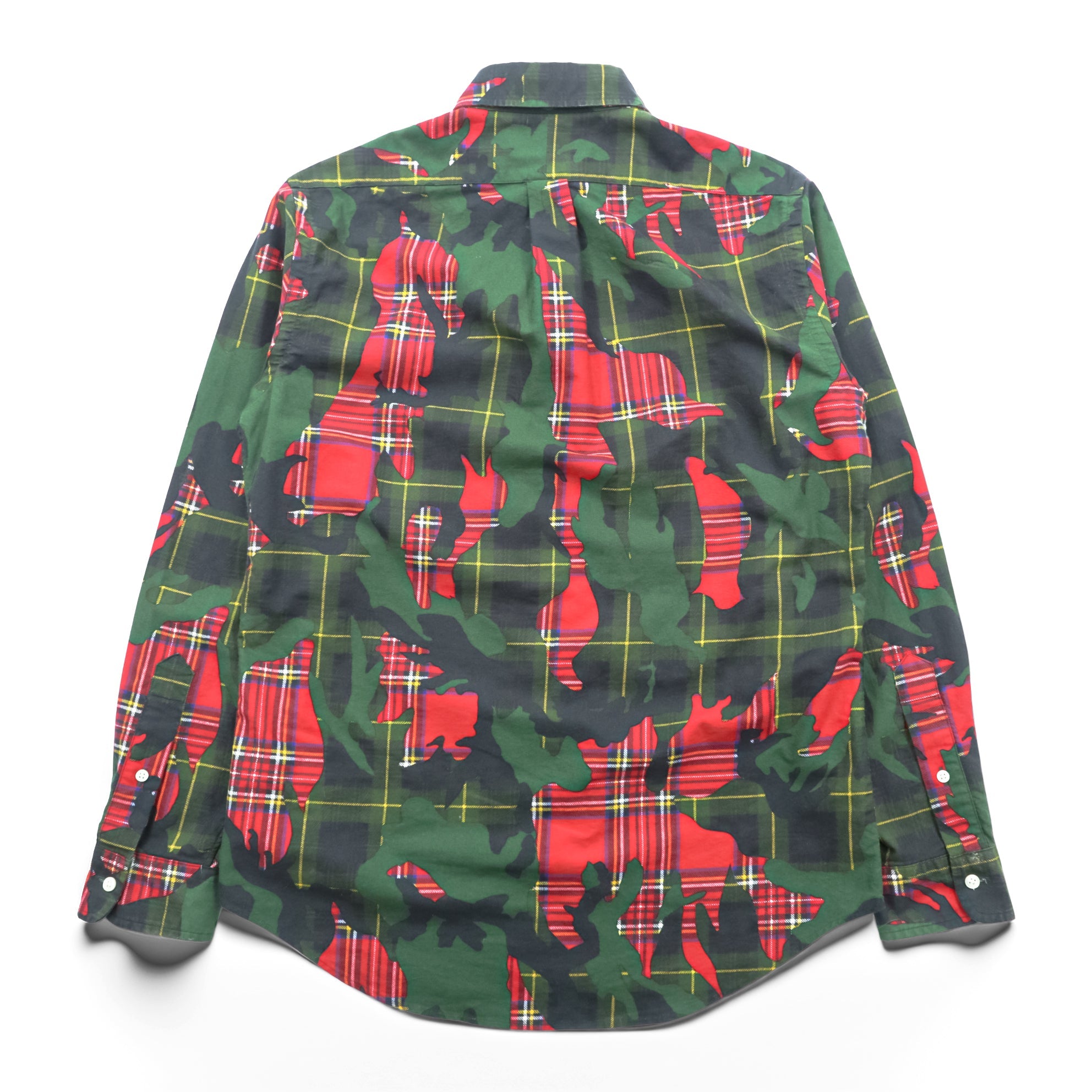 Ralph Lauren ボタンダウンシャツ S グリーン 総柄 タータンチェック カモフラ CLASSIC FIT