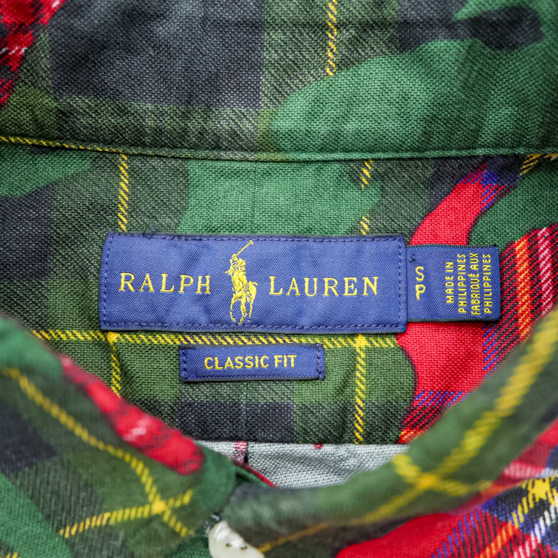 Ralph Lauren ボタンダウンシャツ S グリーン 総柄 タータンチェック カモフラ CLASSIC FIT