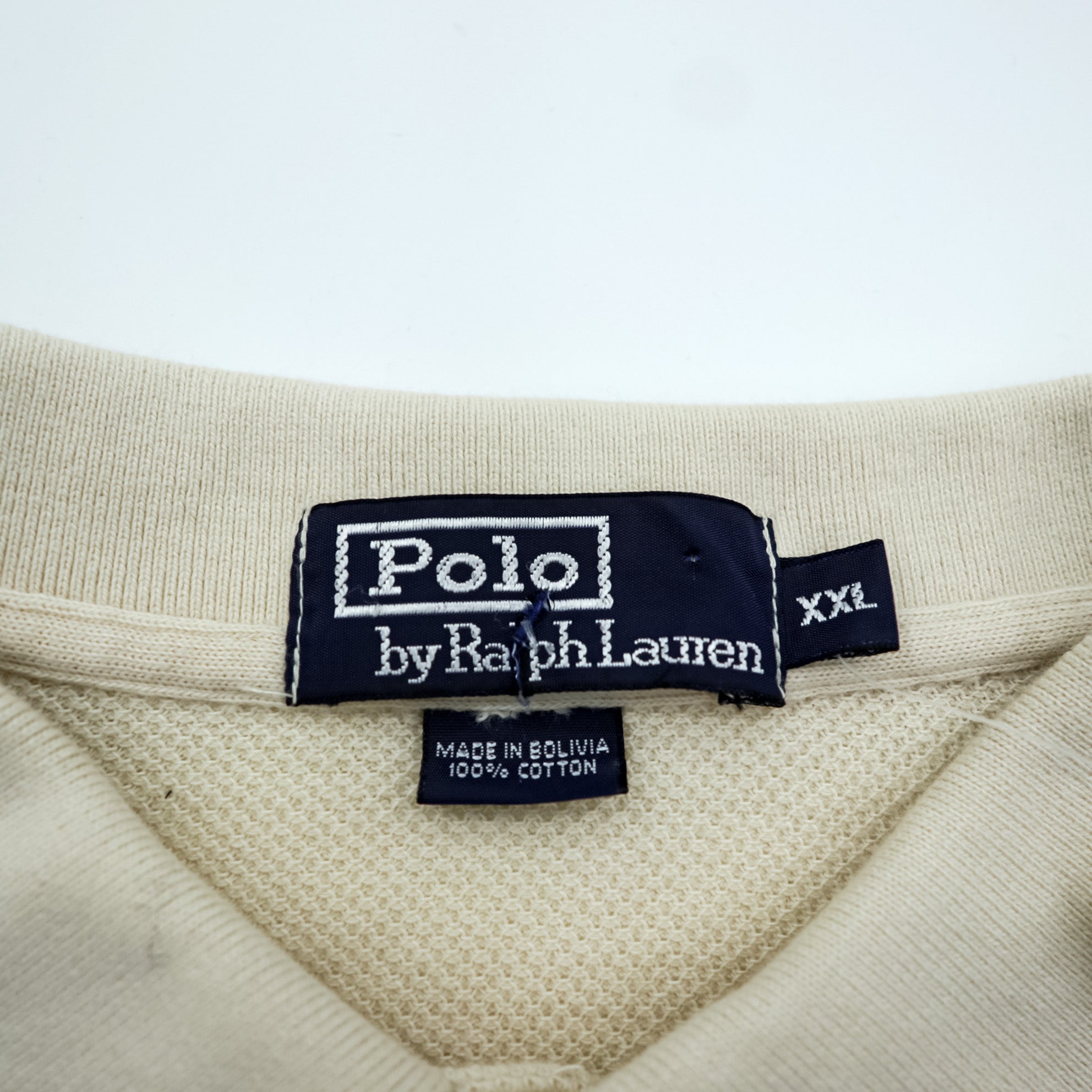 Polo Ralph Lauren 90年代 サーマル 長袖 ポロシャツ ラガーシャツ XL ベージュ スモールポニー刺繍