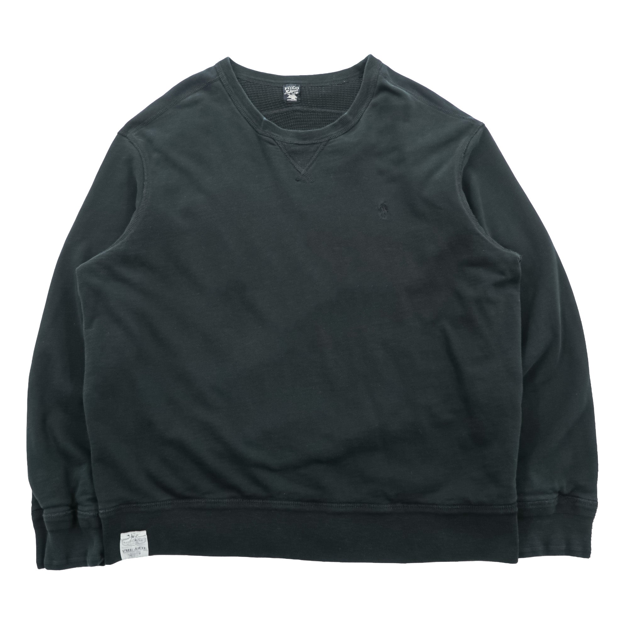 Polo Ralph Lauren リバーシブル 前V サーマル スウェット トレーナー 2XL ブラック スモールポニー刺繍