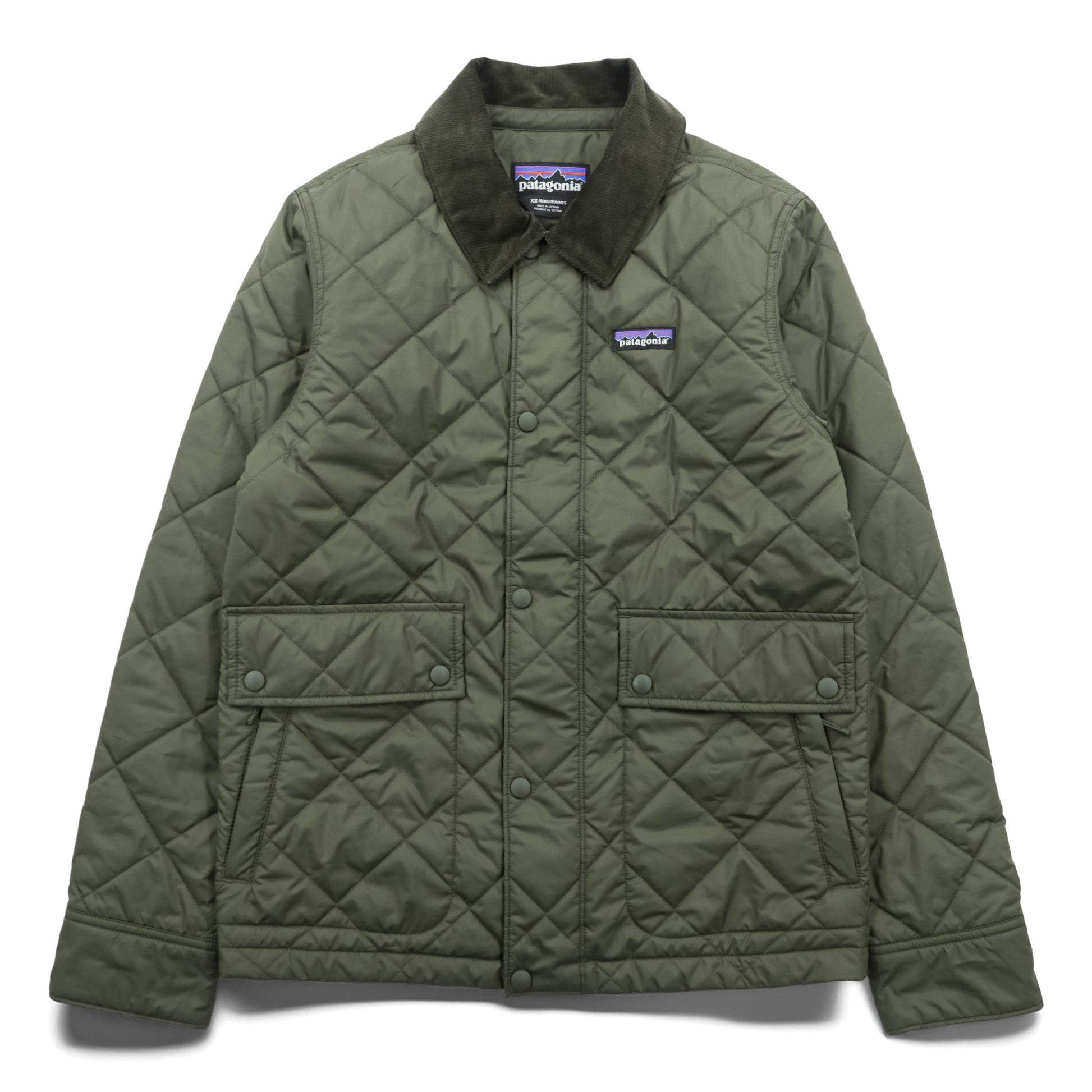Patagonia ダイアモンド キルト ジャケット XS オリーブ 中綿 キルティング 襟コーデュロイ 20735