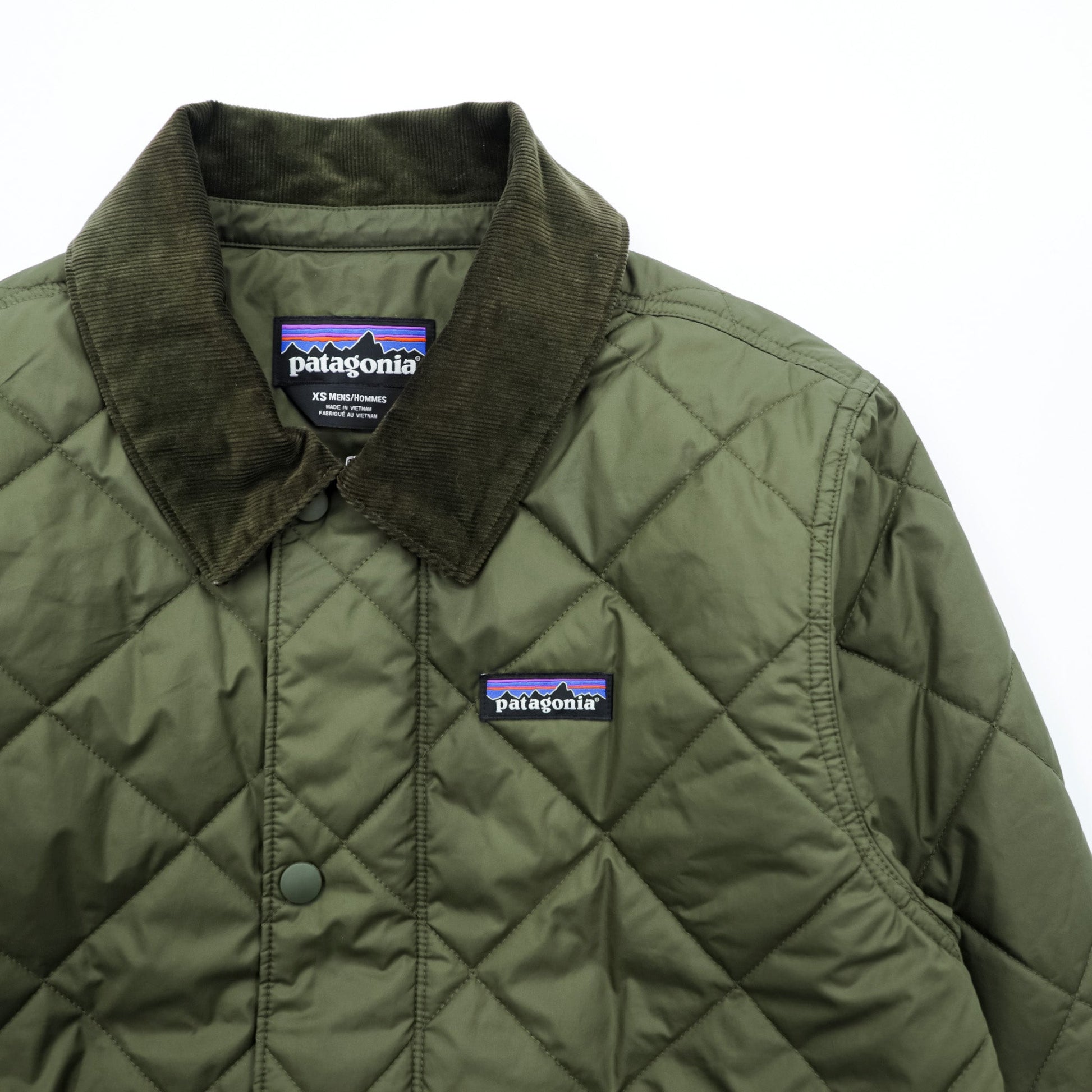Patagonia ダイアモンド キルト ジャケット XS オリーブ 中綿 キルティング 襟コーデュロイ 20735