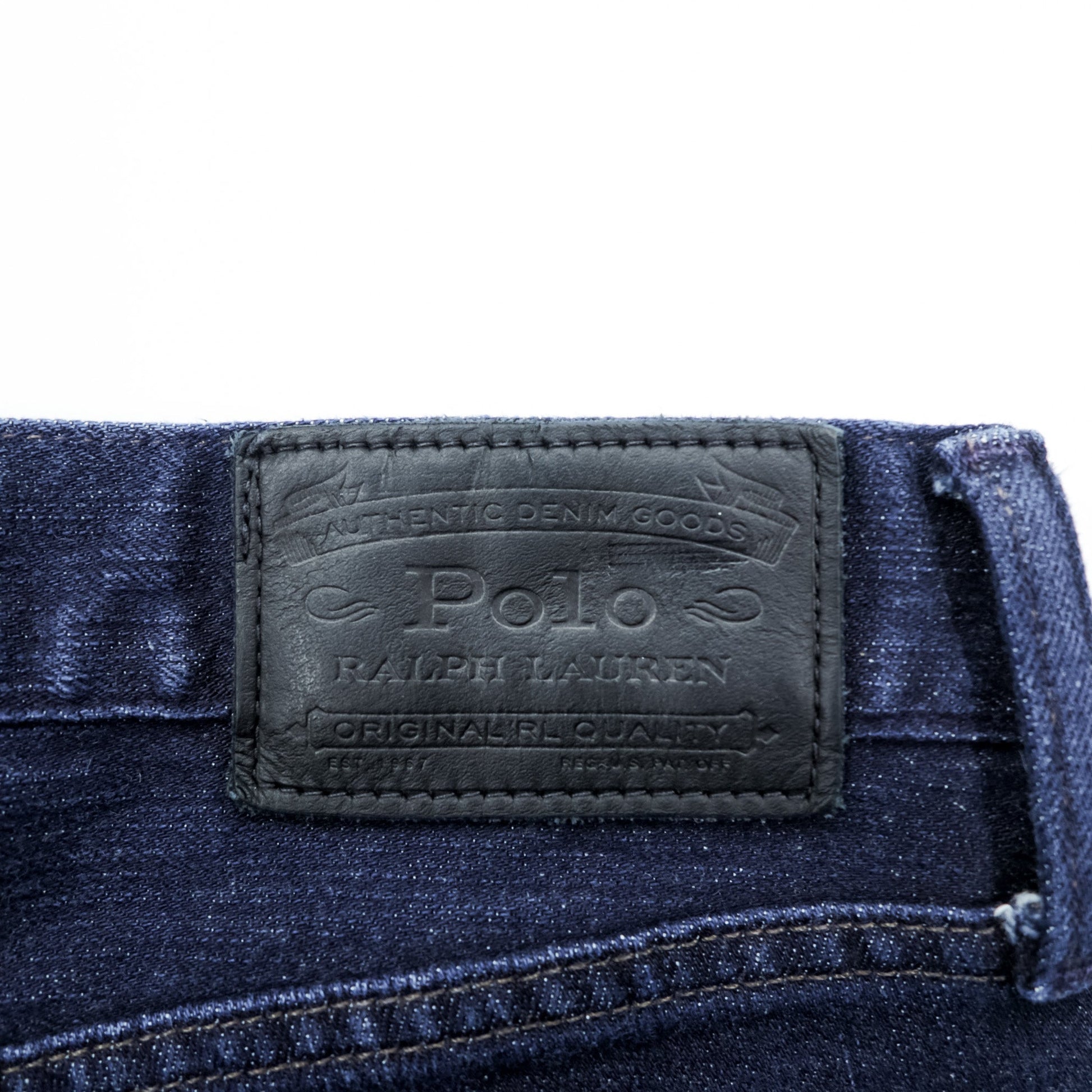 Polo Ralph Lauren デニムパンツ ジーンズ S インディゴ ストレッチ 濃紺 レザーパッチ THE HAMPTON RELAXED