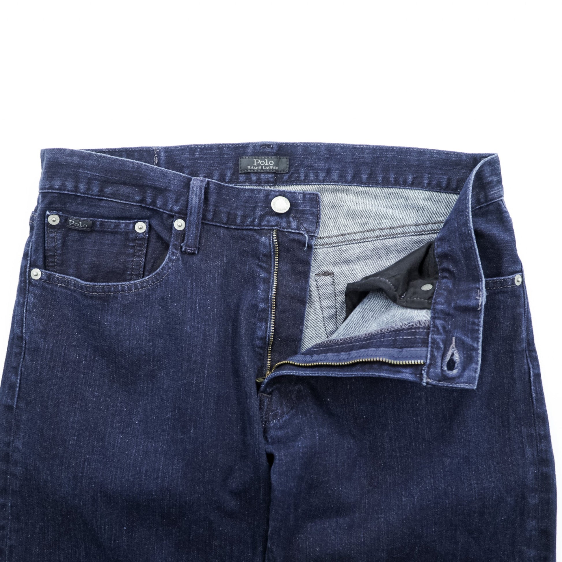 Polo Ralph Lauren デニムパンツ ジーンズ S インディゴ ストレッチ 濃紺 レザーパッチ THE HAMPTON RELAXED