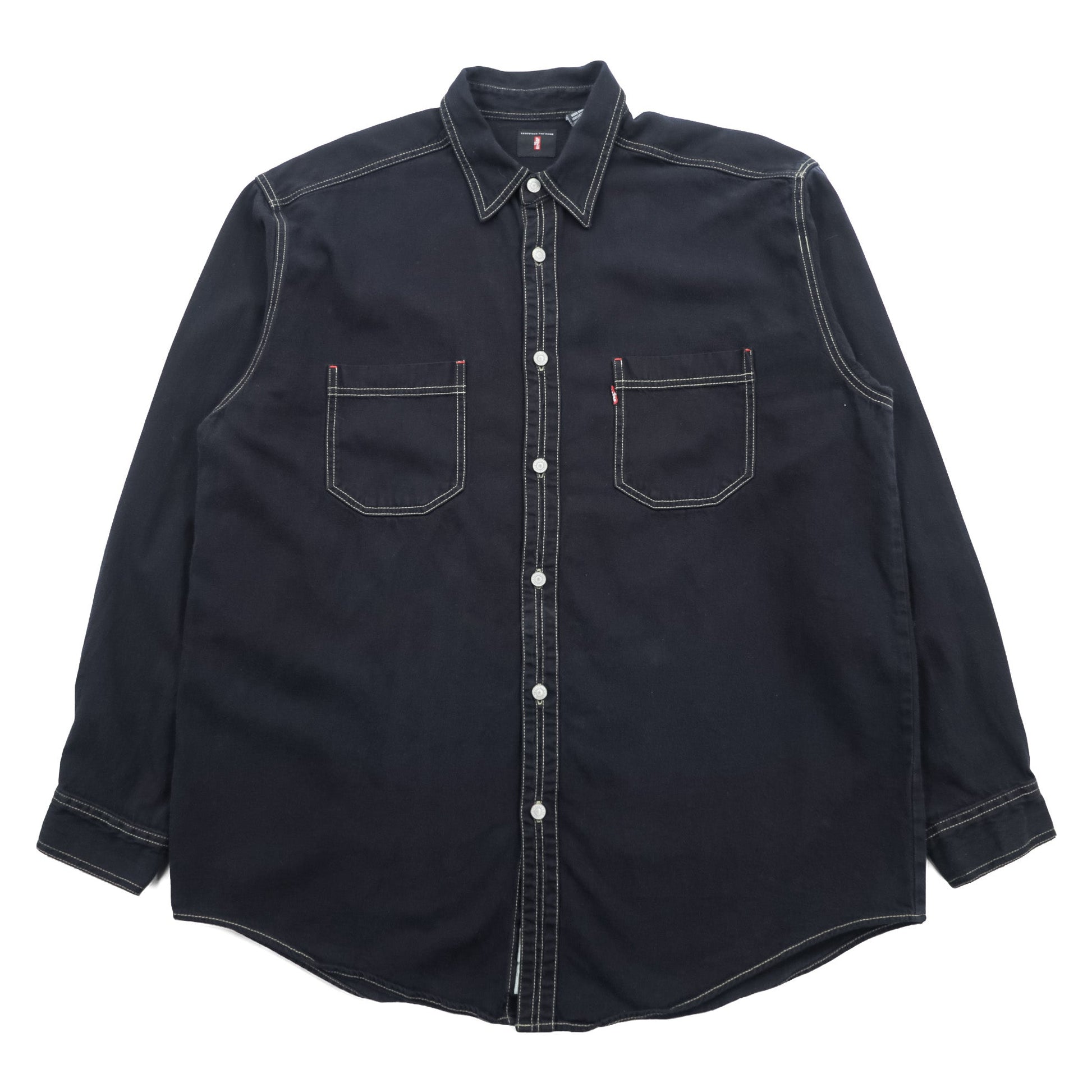 Levi's 90年代 RED TAB JEANS ワークシャツ XL ブラック ステッチ 胸ポケット 60560-0852
