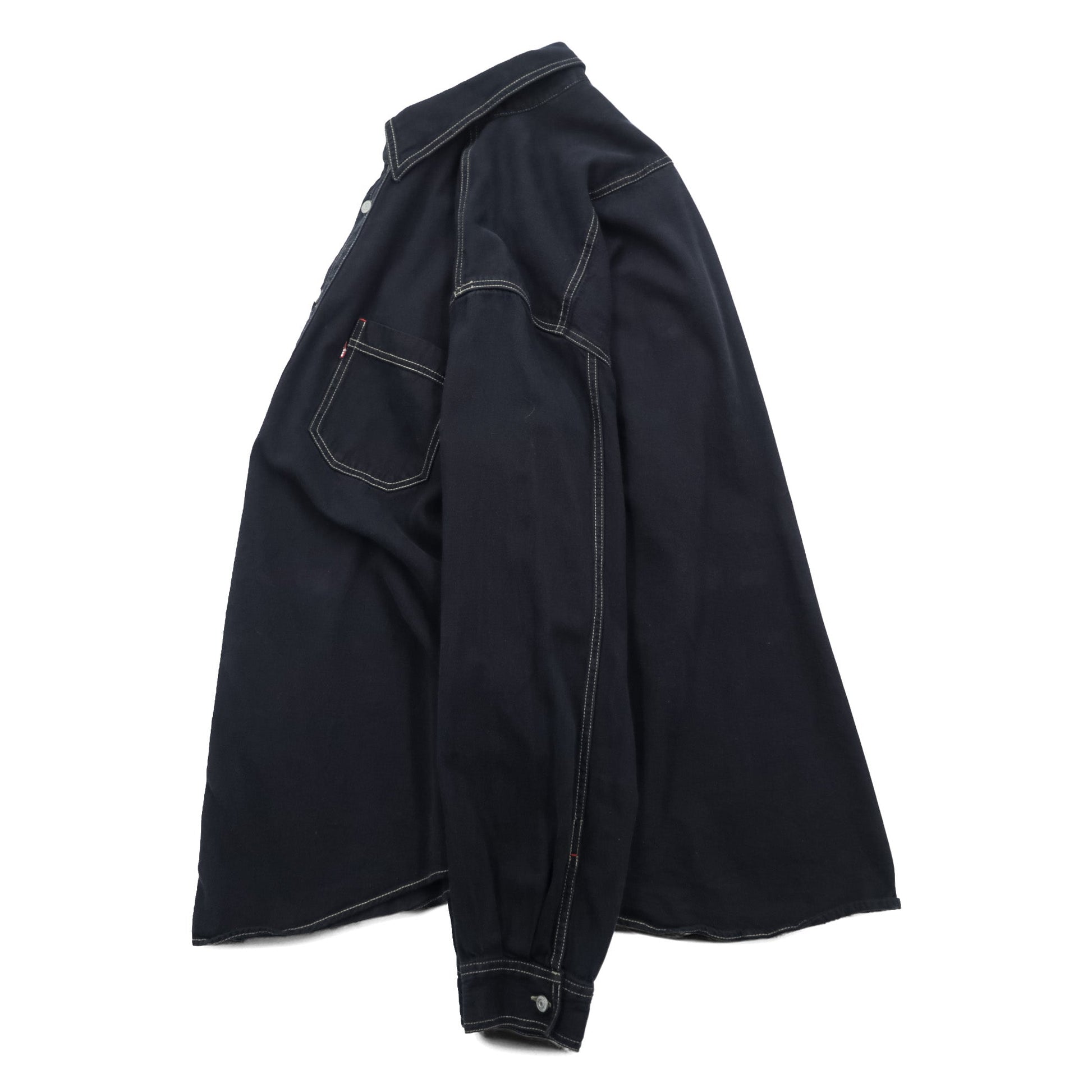 Levi's 90年代 RED TAB JEANS ワークシャツ XL ブラック ステッチ 胸ポケット 60560-0852