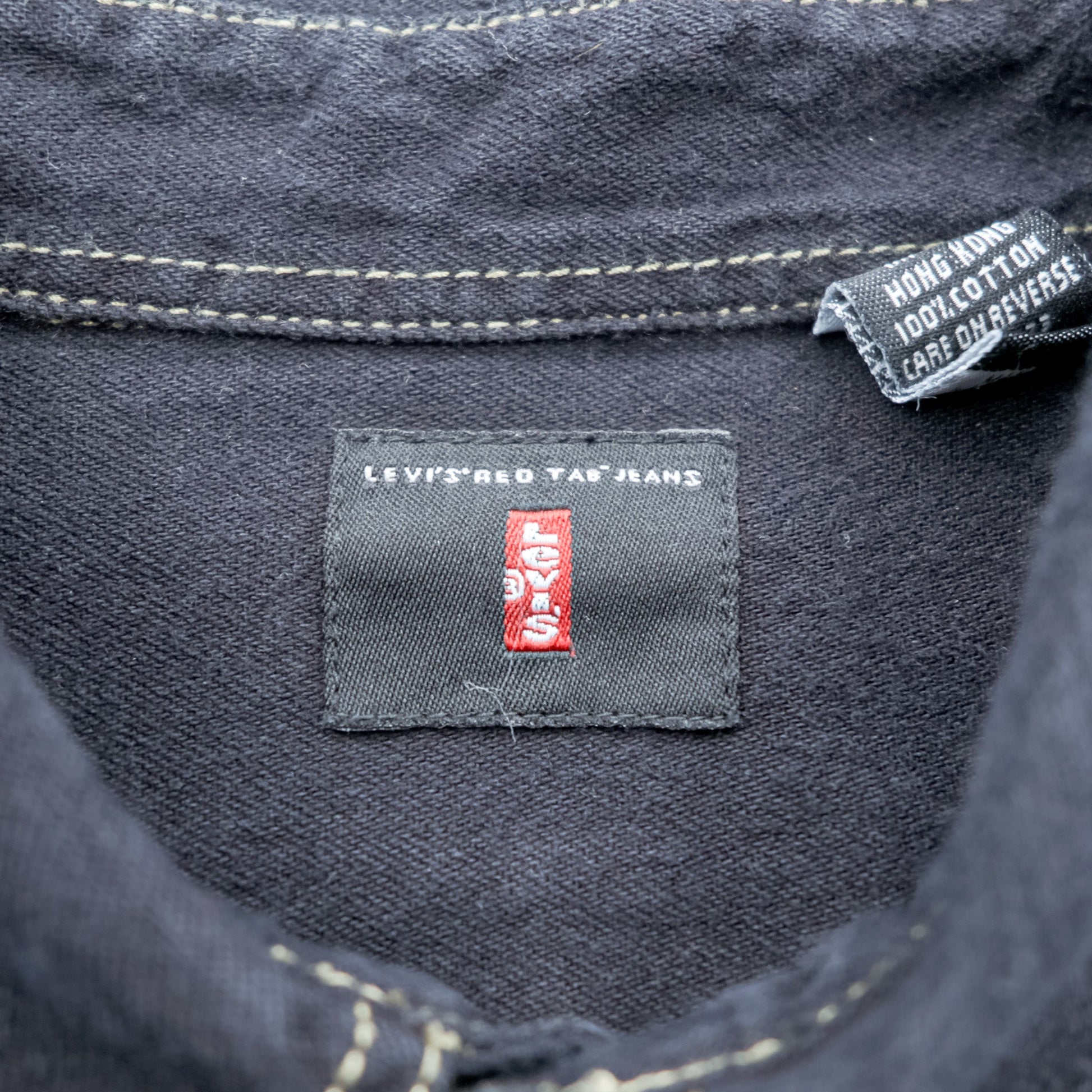 Levi's 90年代 RED TAB JEANS ワークシャツ XL ブラック ステッチ 胸ポケット 60560-0852